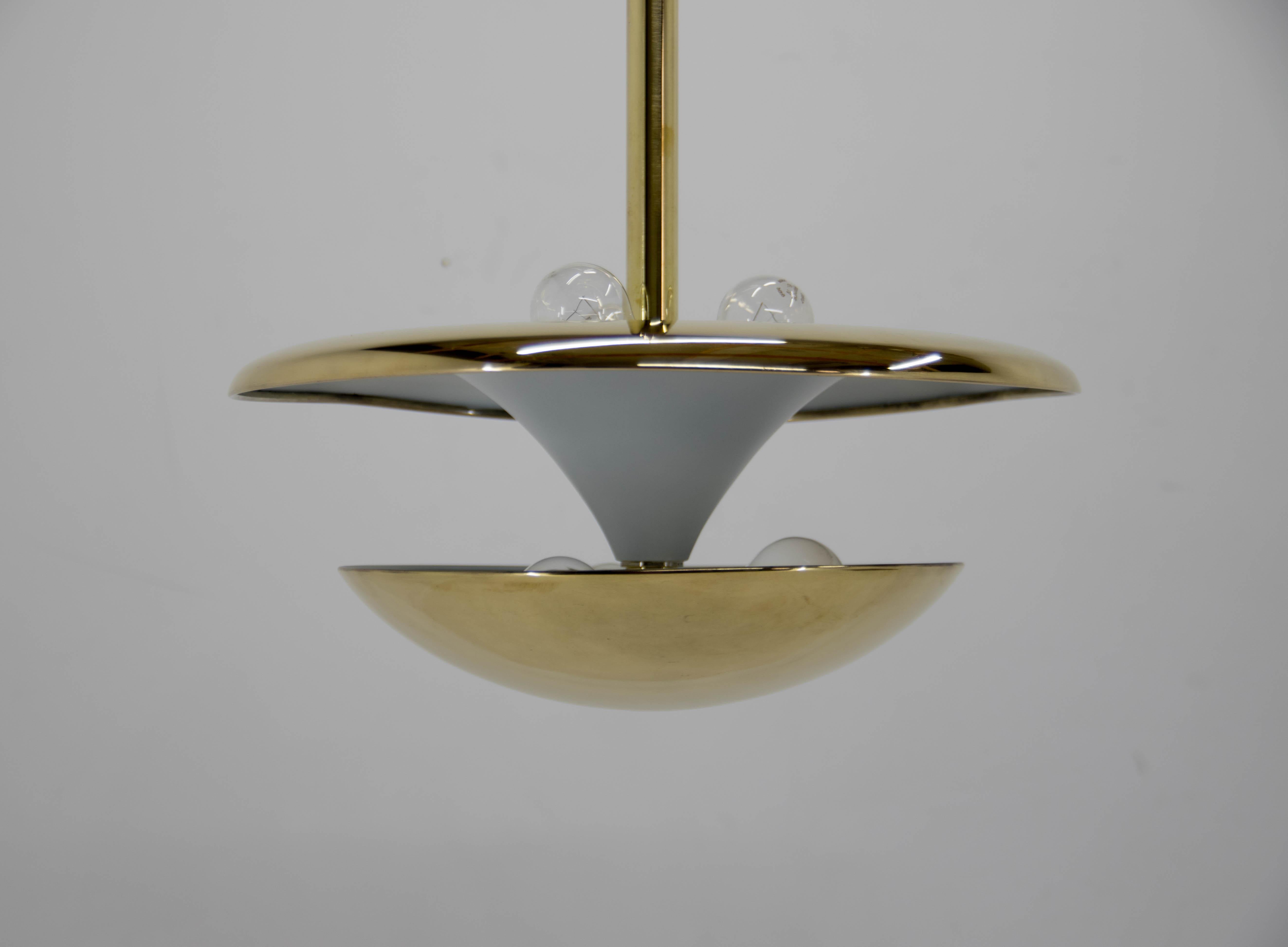 Early 20th Century Rare Brass Bauhaus Chandelier by Franta Anyz, 1920s, Restored For Sale
