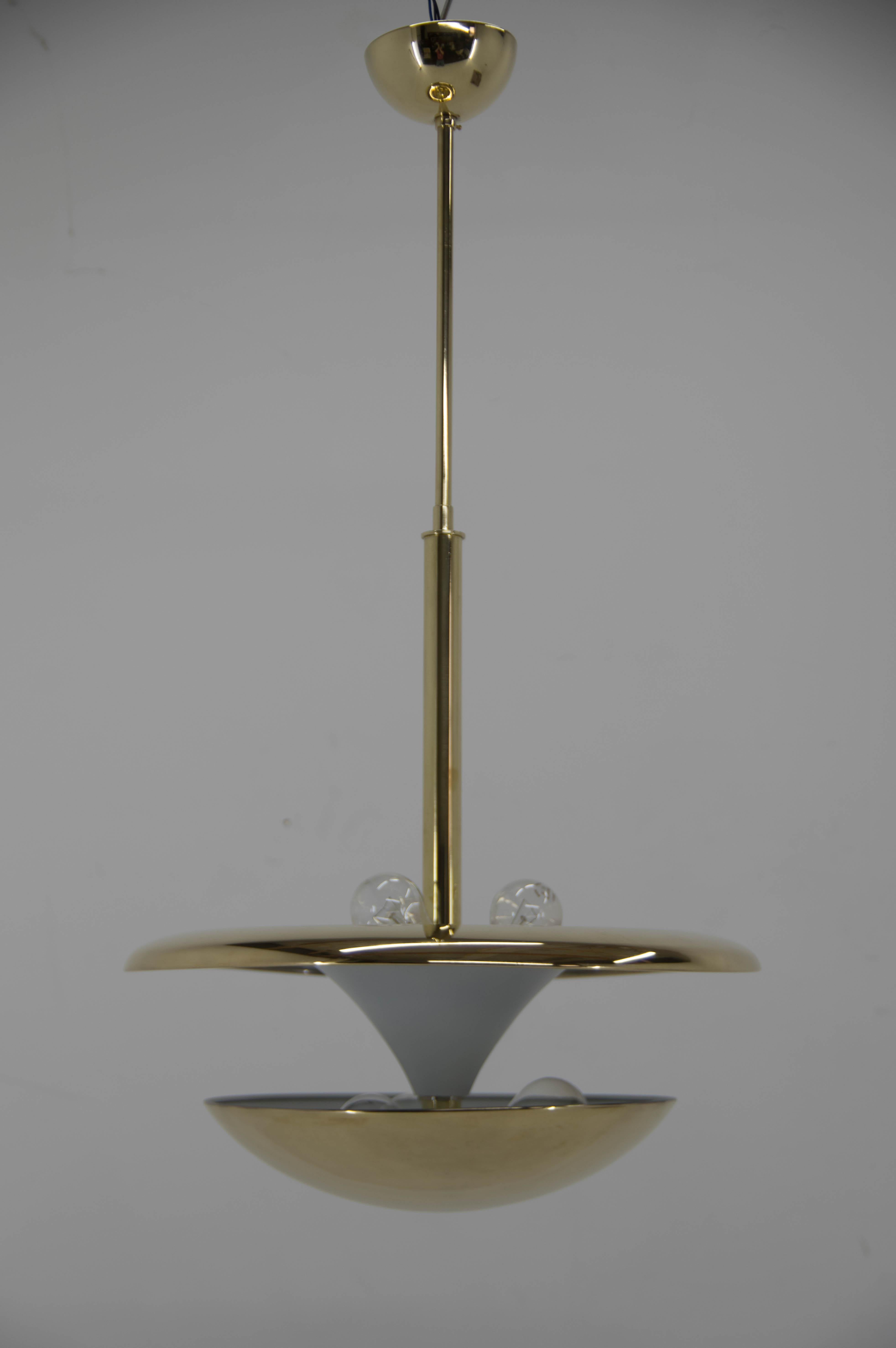 Rare Brass Bauhaus Chandelier by Franta Anyz, 1920s, Restored For Sale 1