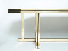 Rare Brass Black Opaline Glass Maison Jansen Dining Table, 1970s