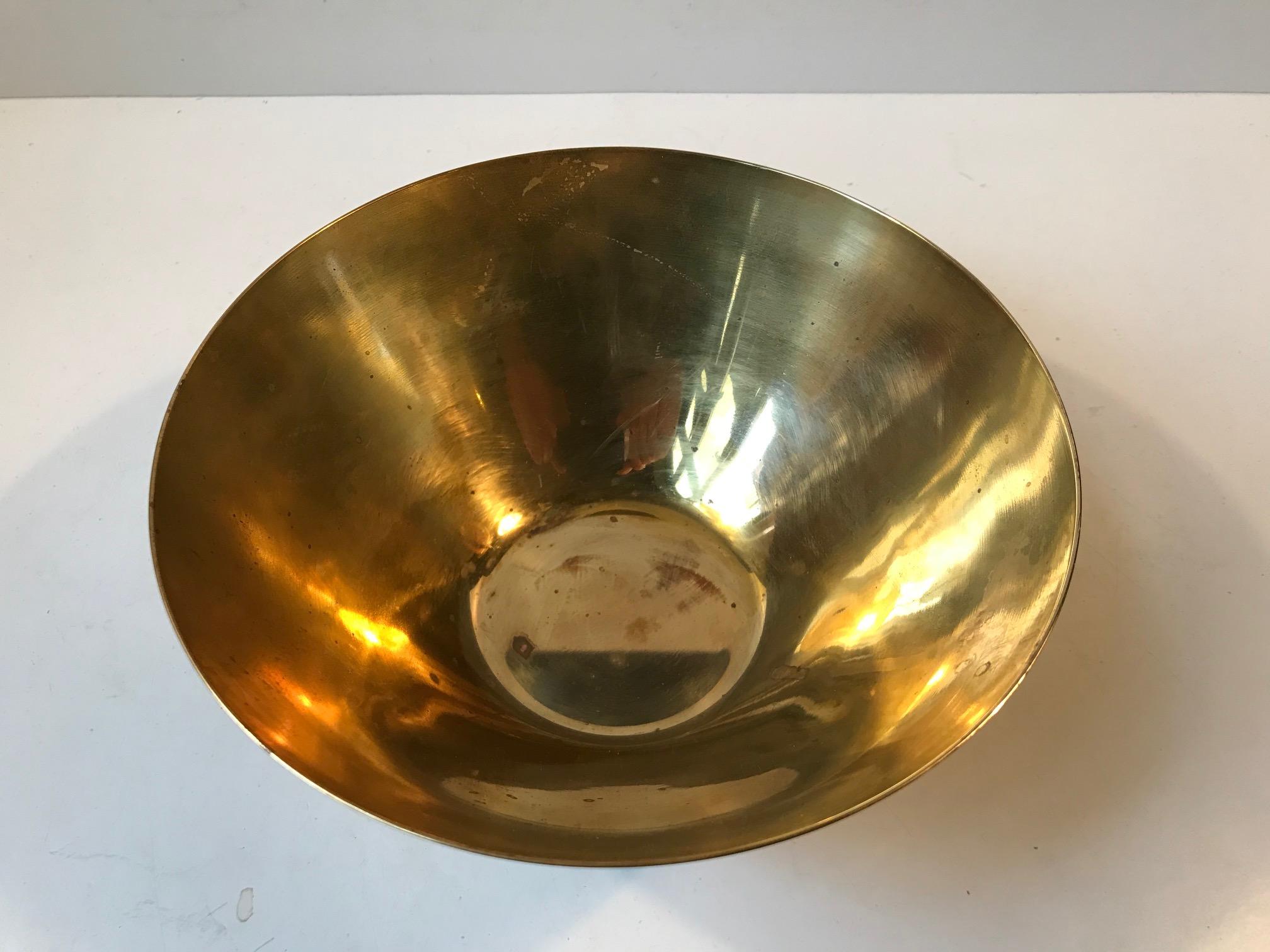 Mid-Century Modern Rare Brass Bowl by Arne Jacobsen, Limited Brassware, for Stelton, 1960s For Sale