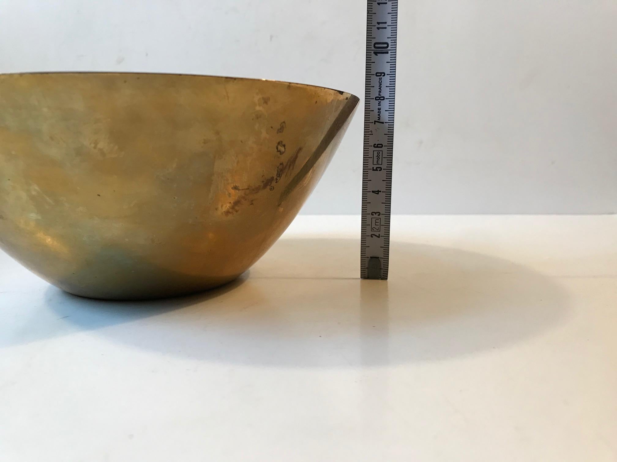 Turned Rare Brass Bowl by Arne Jacobsen, Limited Brassware, for Stelton, 1960s For Sale