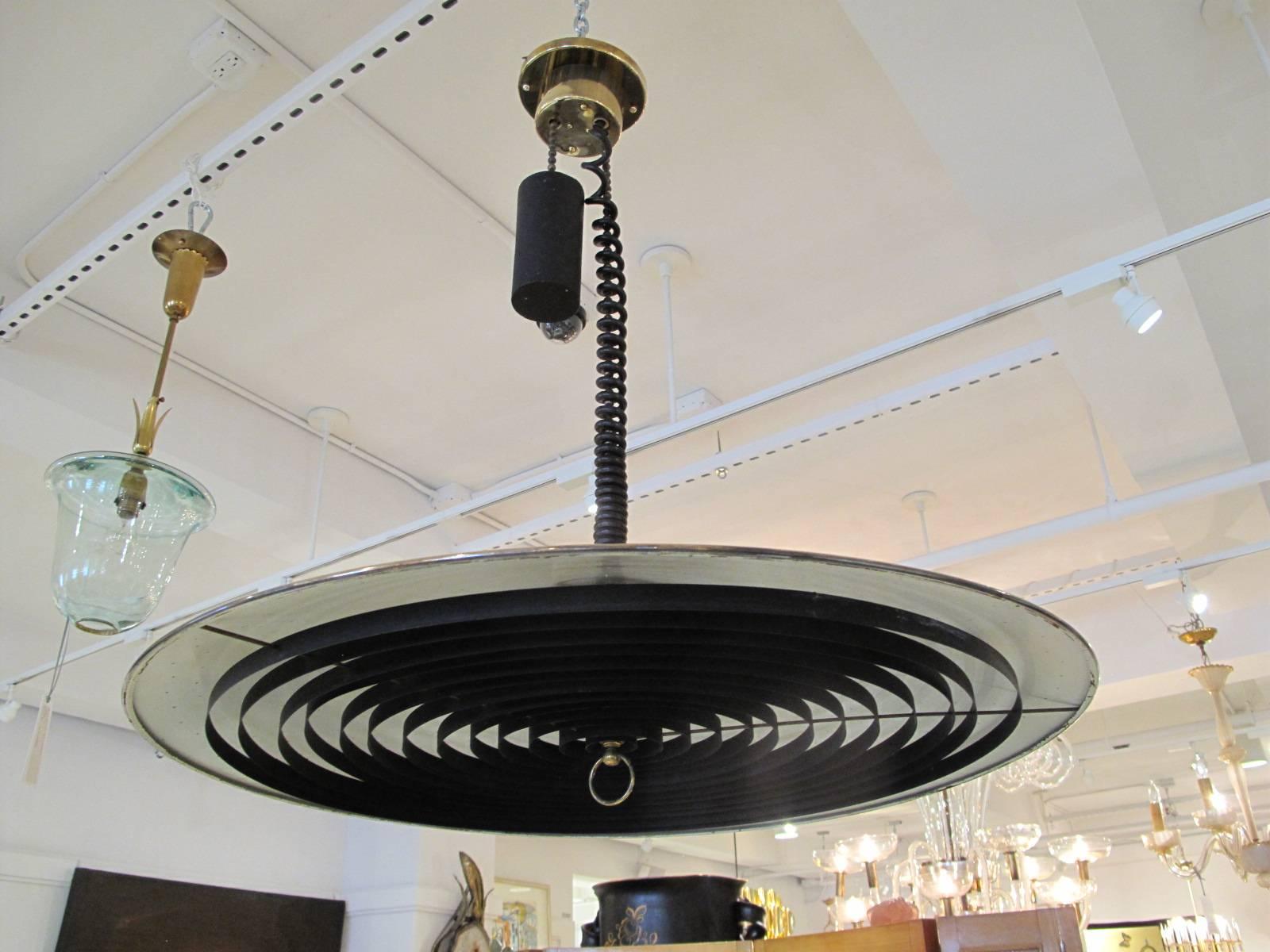 Rare Brass Ceiling Light by Paavo Tynell In Excellent Condition In Montreal, QC