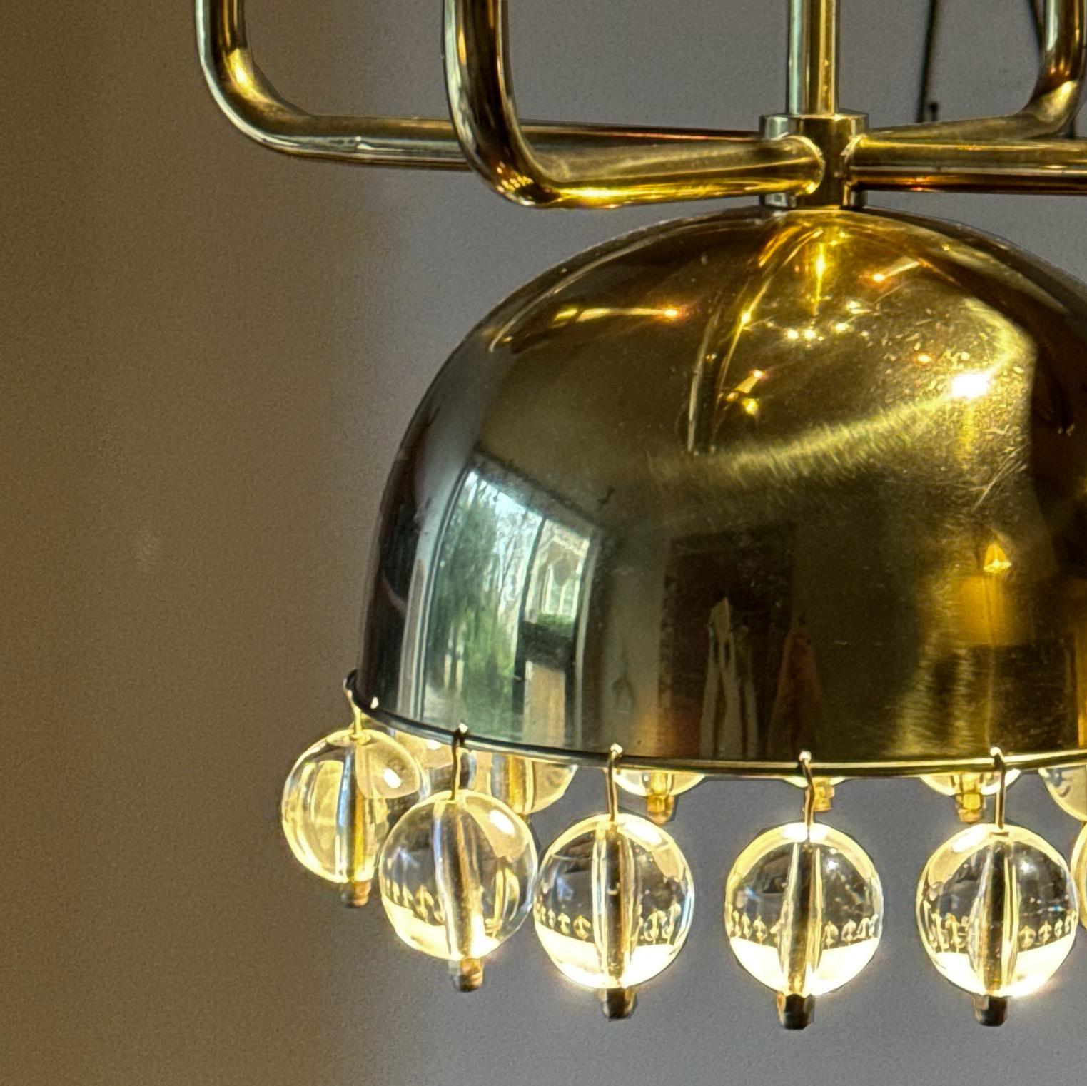 Swedish Rare Brass Chandelier Eric Högland for Eriksmåla Sweden, 1960's For Sale