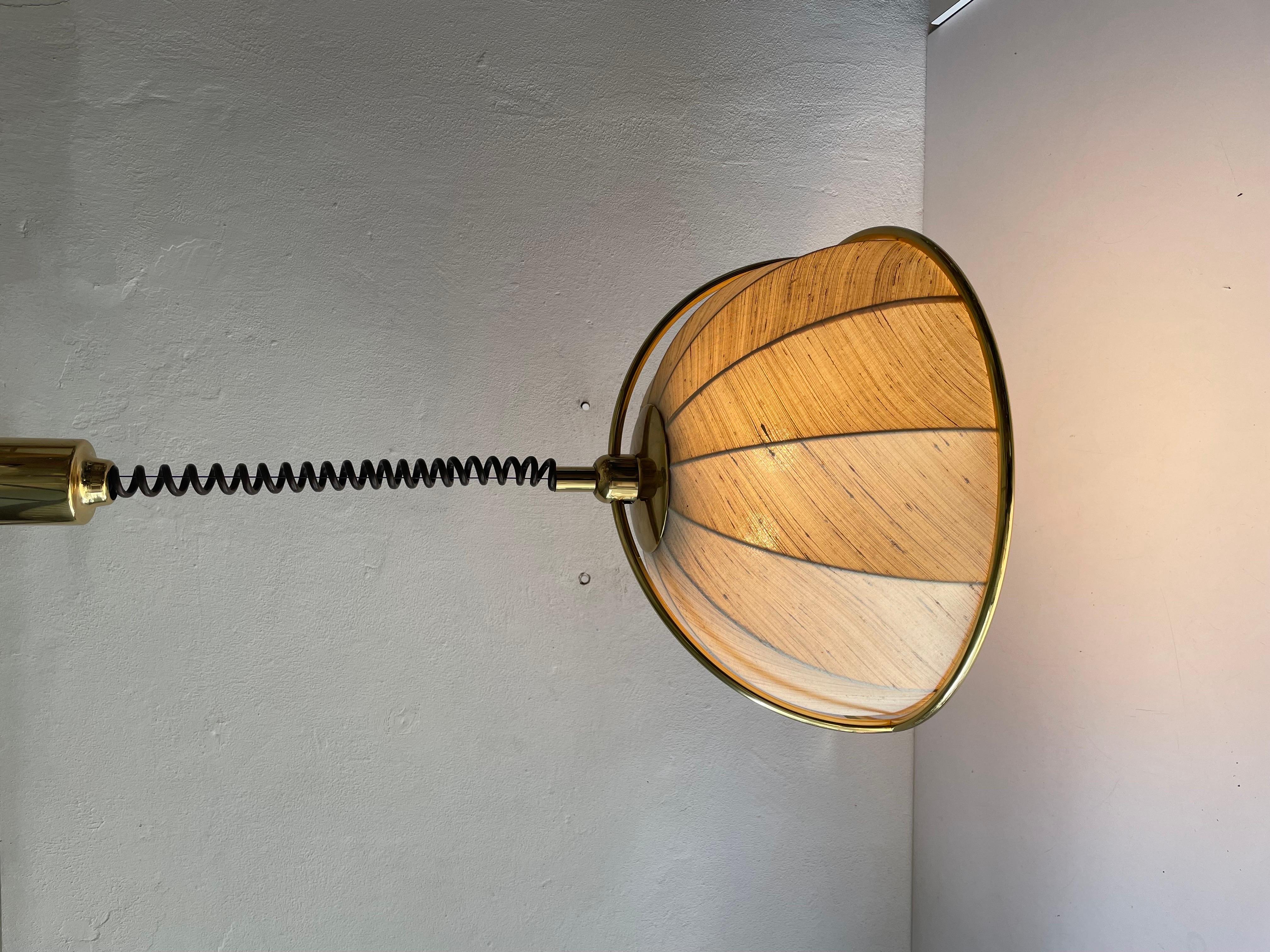 Rare Brass & Fabric Shade Pendant Lamp by WKR, 1970s, Germany 5