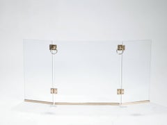 Rare Brass Fire Screen by Jacques Adnet, 1940s