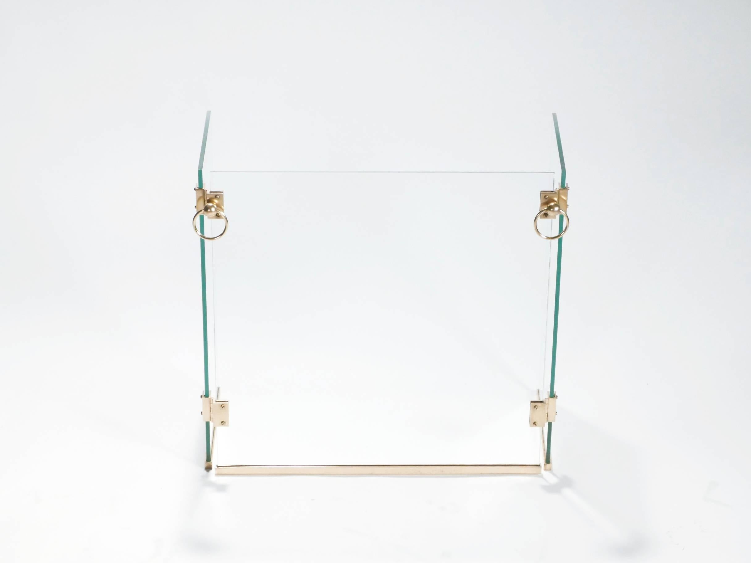 French Rare Brass Fire Screen by Jacques Adnet, 1940s