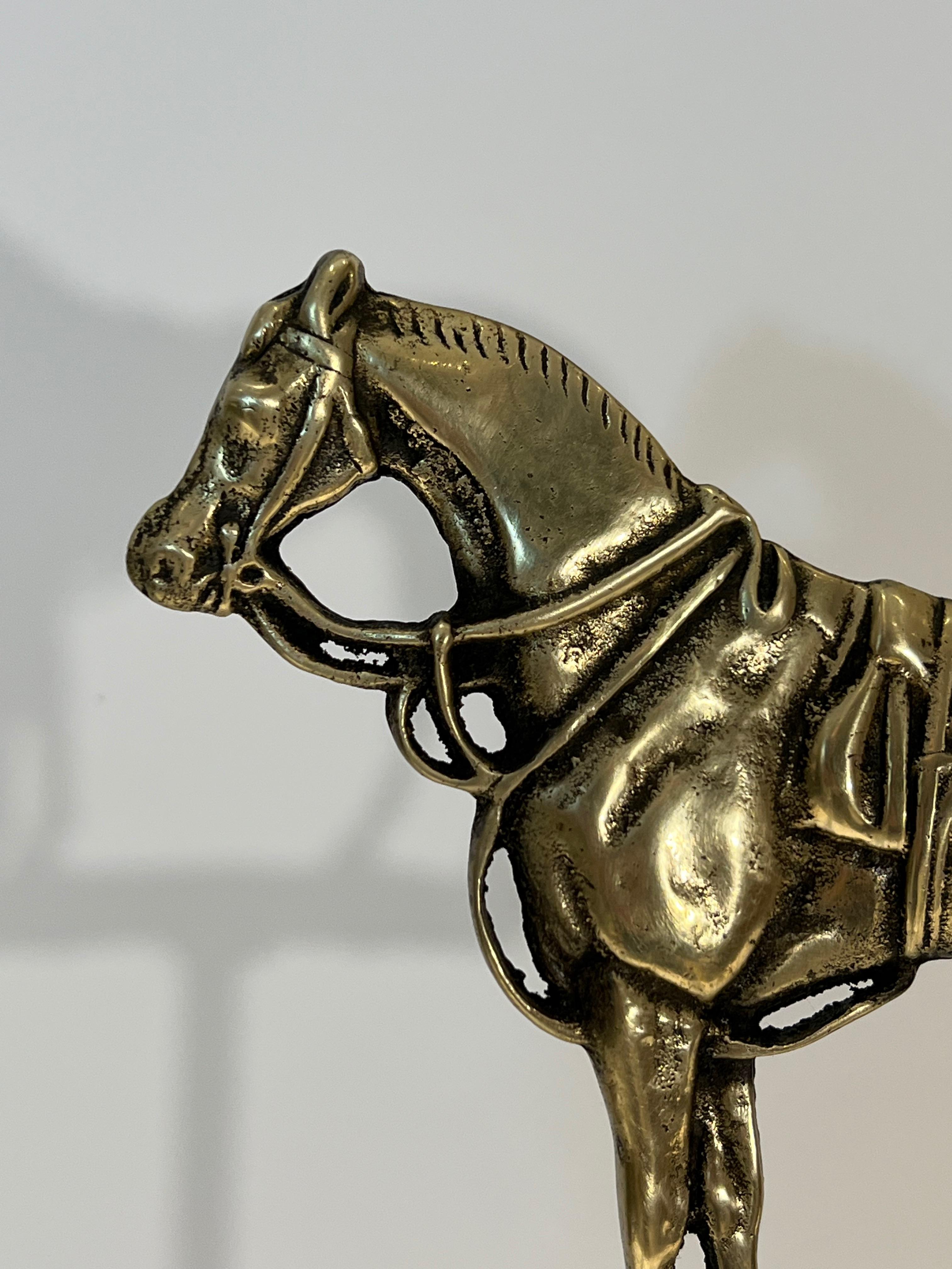 Rare Brass Fireplace Tools Surmounted by a Sculpture representing a Horse For Sale 11