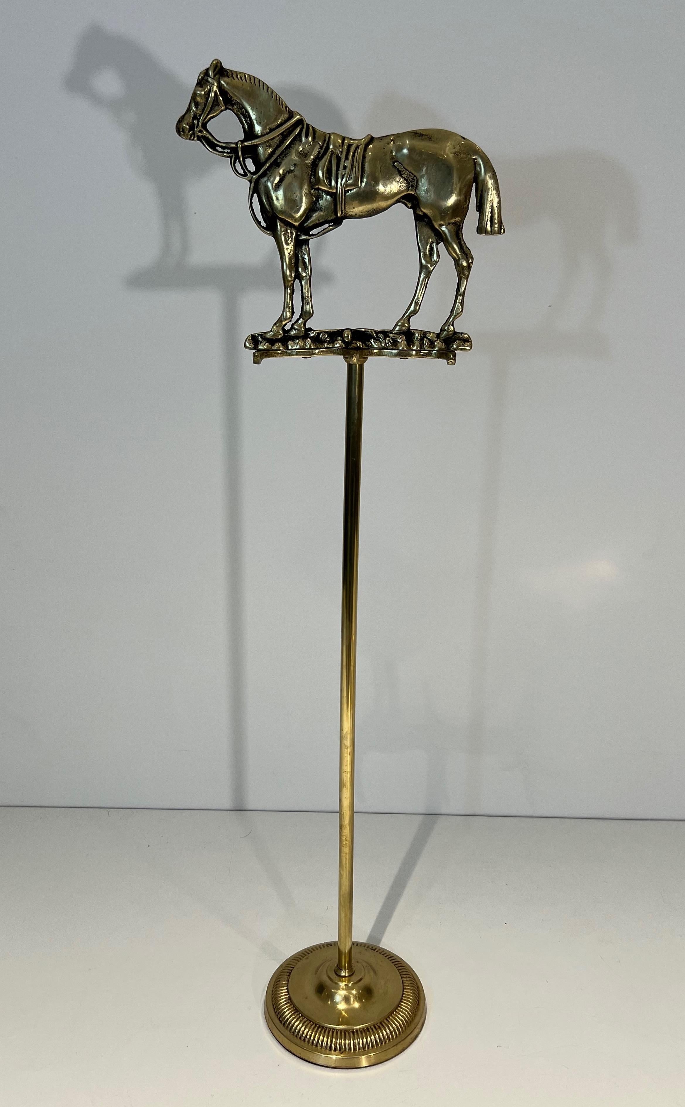 Rare Brass Fireplace Tools Surmounted by a Sculpture representing a Horse For Sale 1