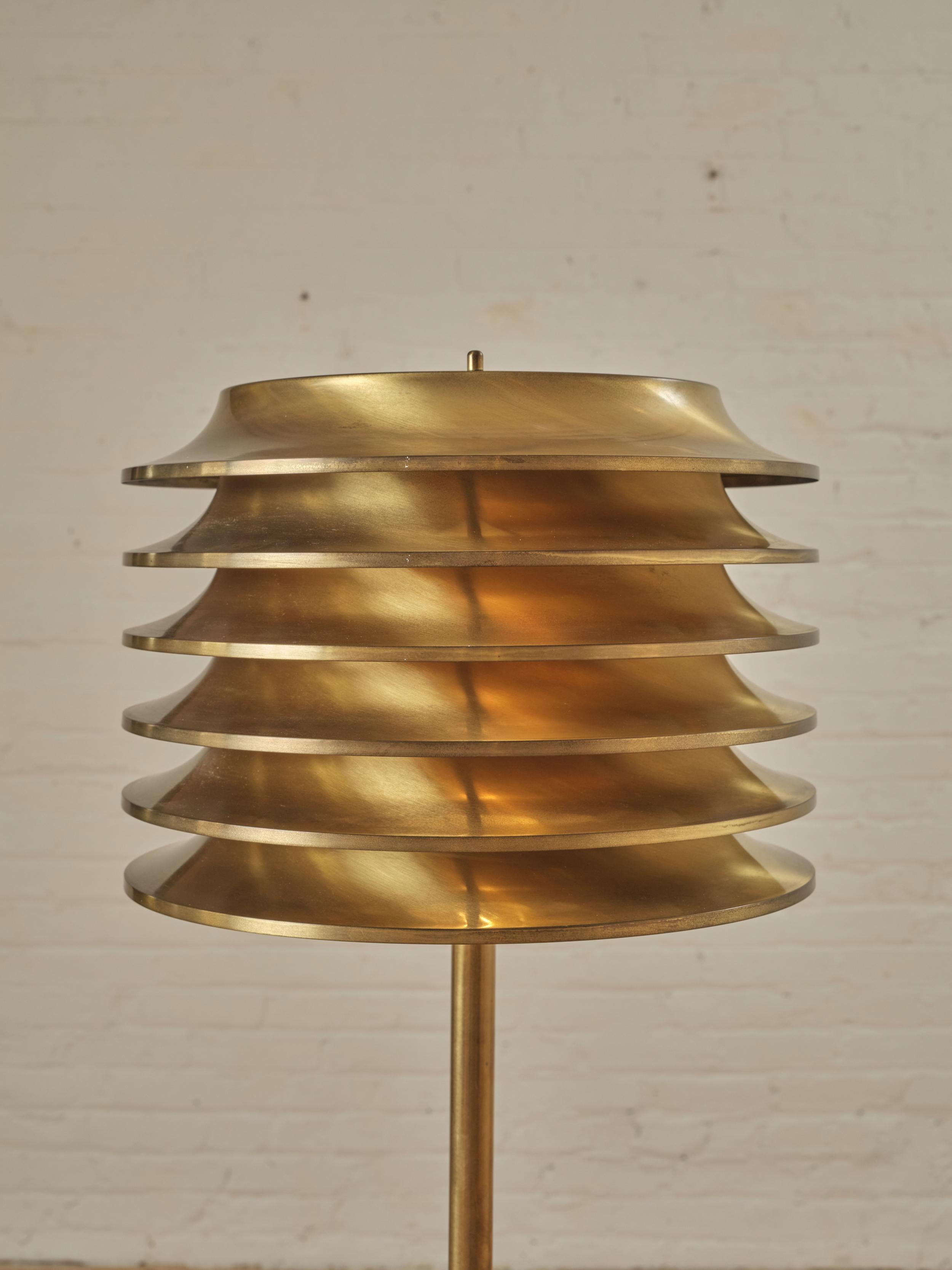 Finnish Rare Brass Floor Lamp by Kai Ruokonen for Orno OY For Sale