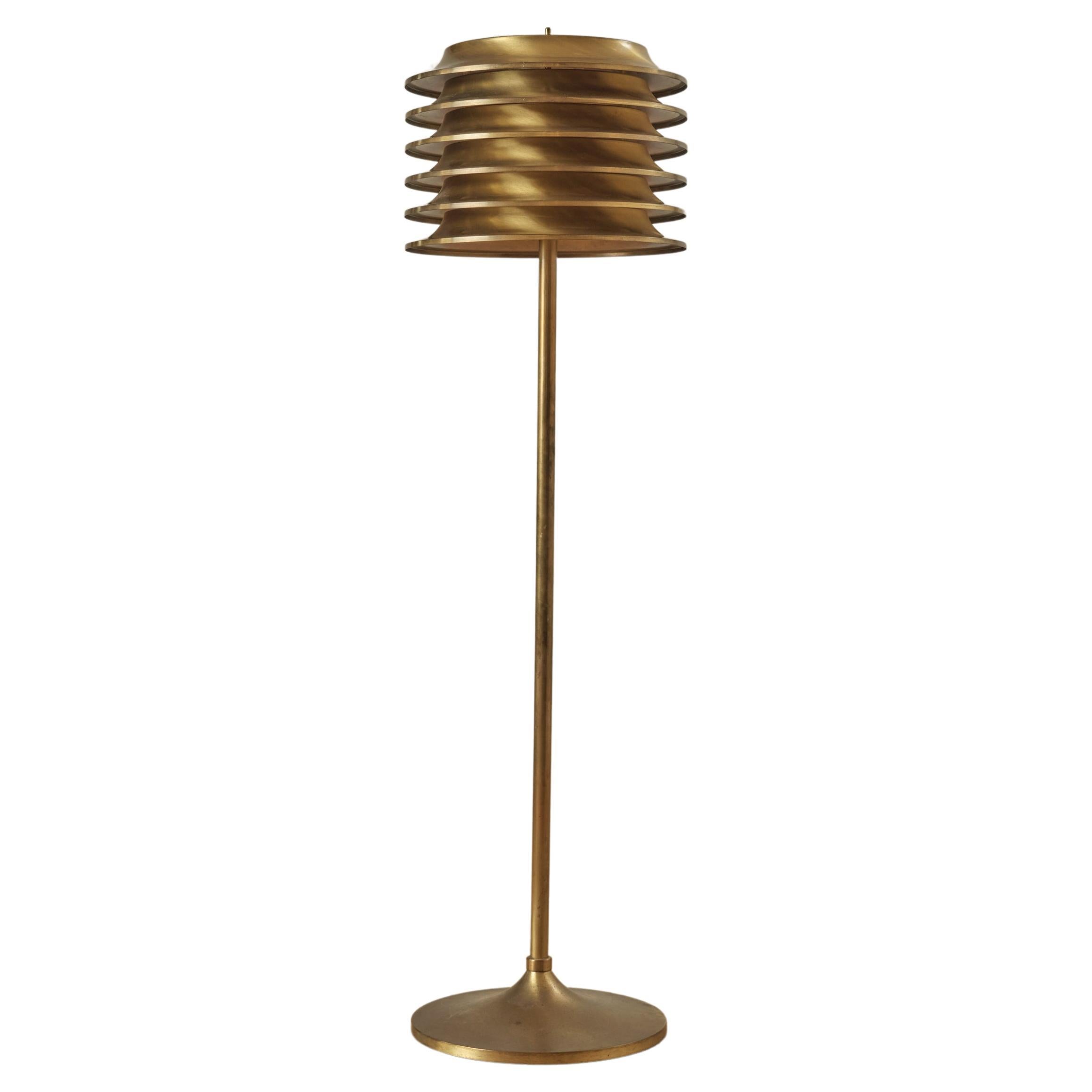 Rare Brass Floor Lamp by Kai Ruokonen for Orno OY For Sale