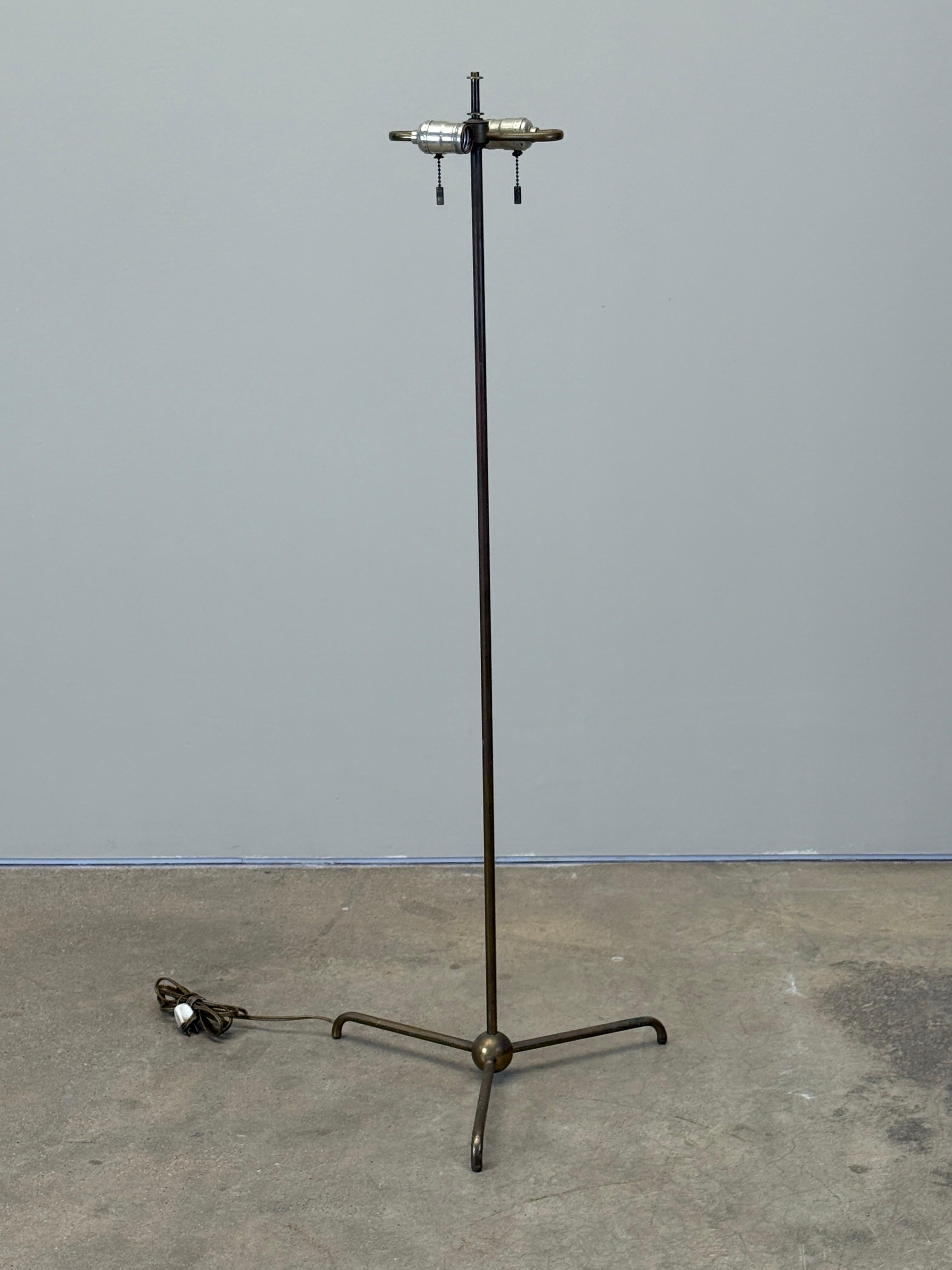 A rare model #213 brass floor lamp designed by T.H.Robsjohn-Gibbings for Widdicomb. 
Shade not included. 