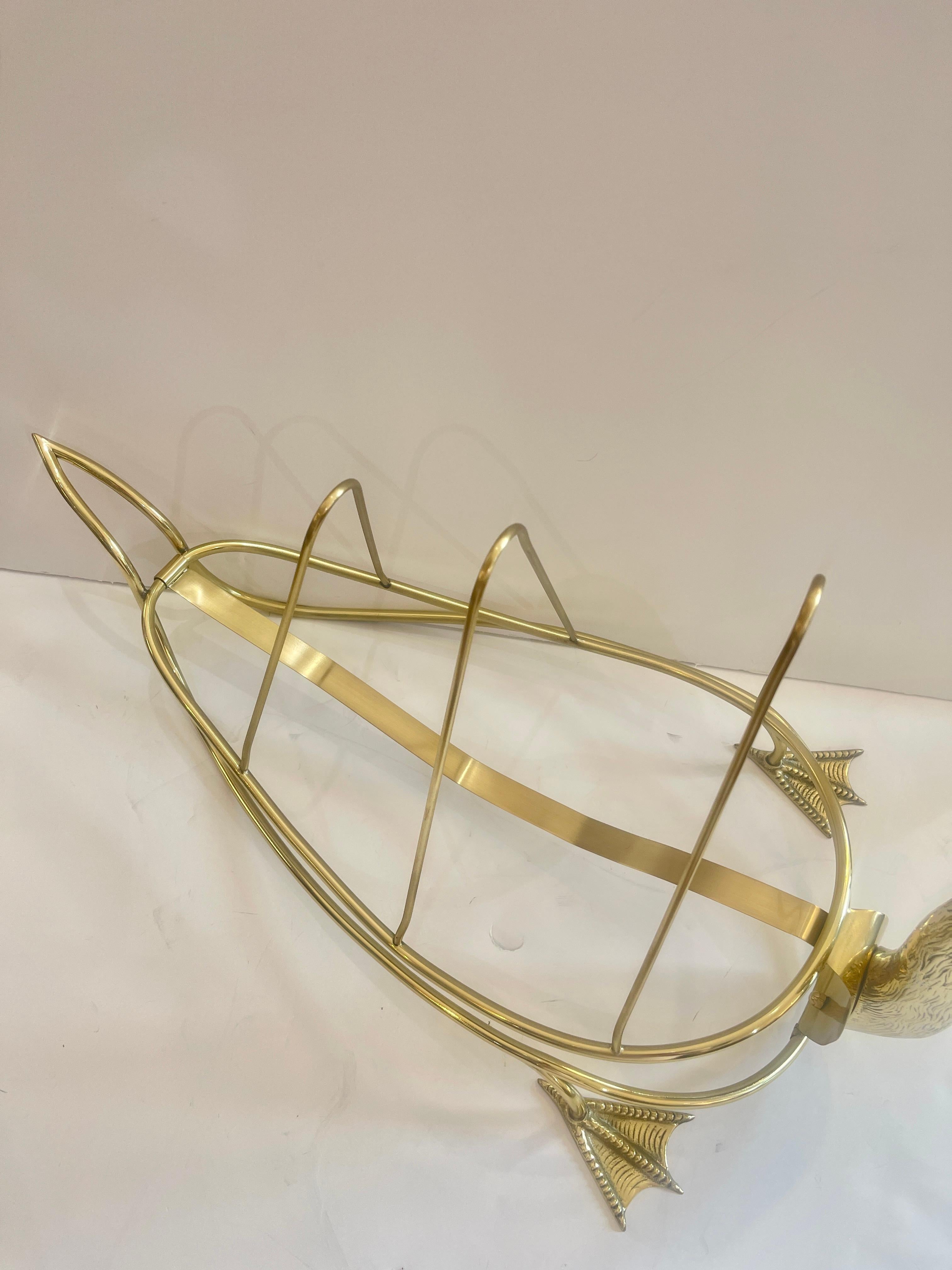 Rare Brass Low Swan Magazine Rack Attributed to Maison Jansen, Paris For Sale 5