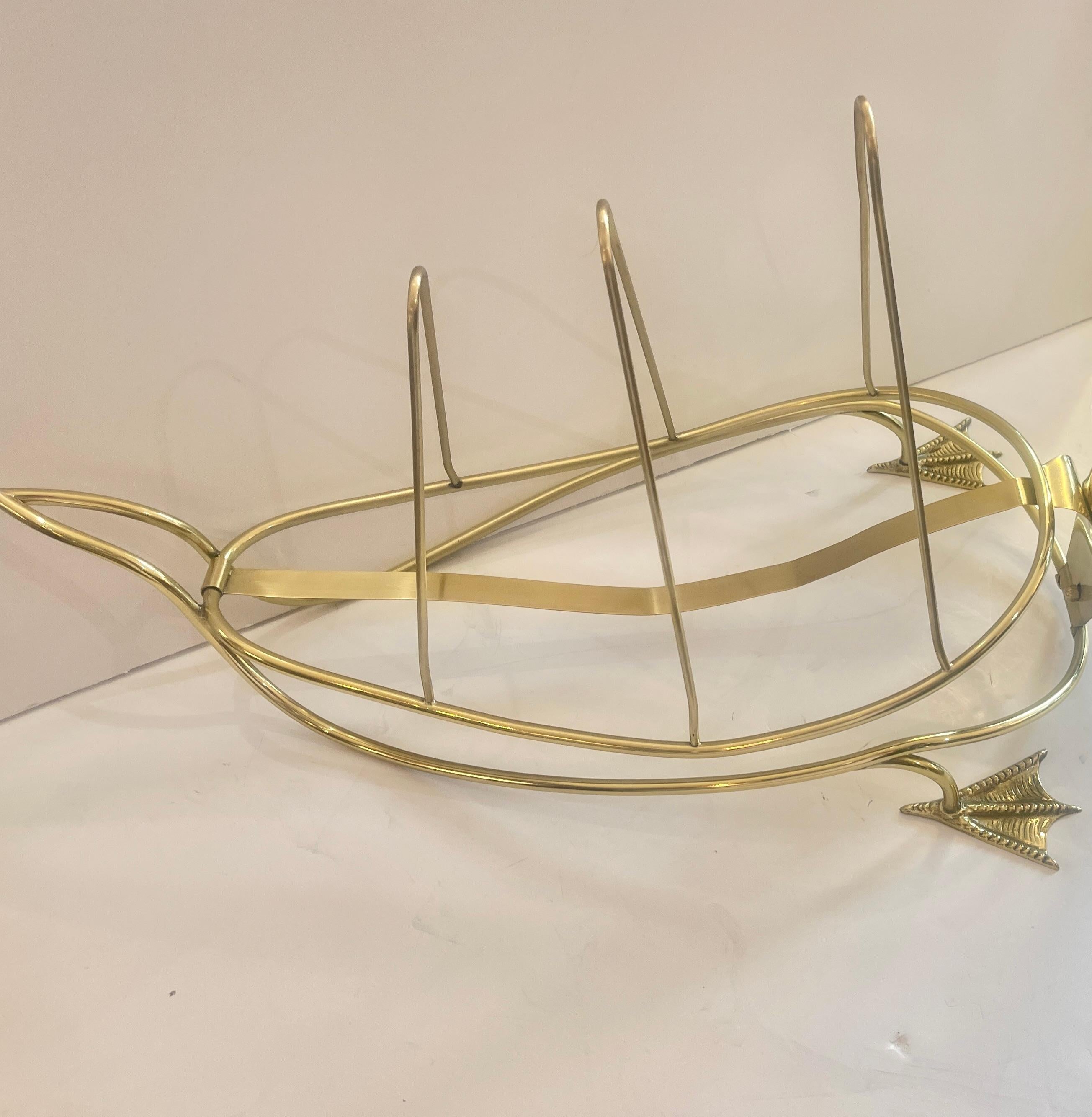 Rare Brass Low Swan Magazine Rack Attributed to Maison Jansen, Paris For Sale 6