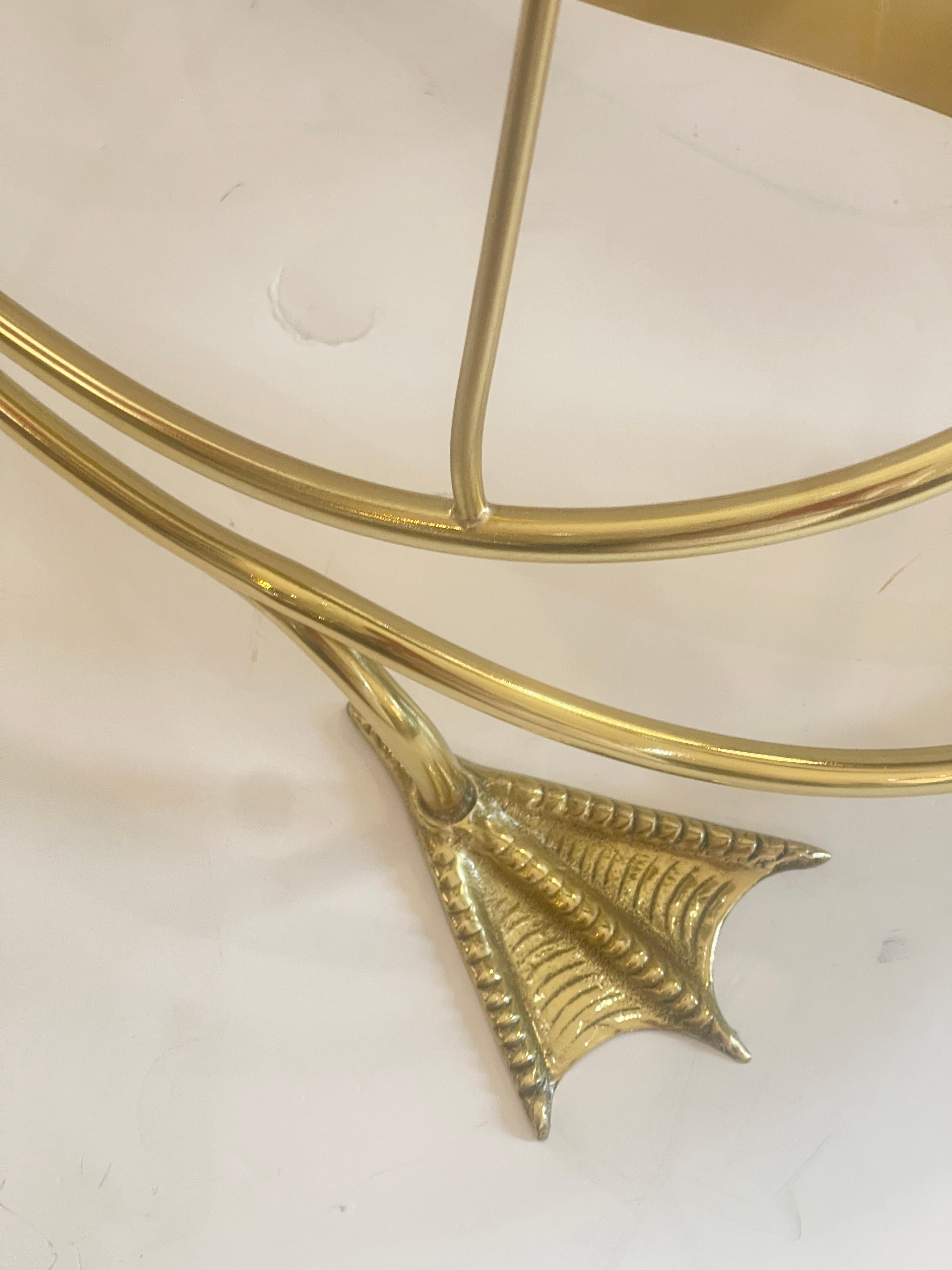 Rare Brass Low Swan Magazine Rack Attributed to Maison Jansen, Paris For Sale 7
