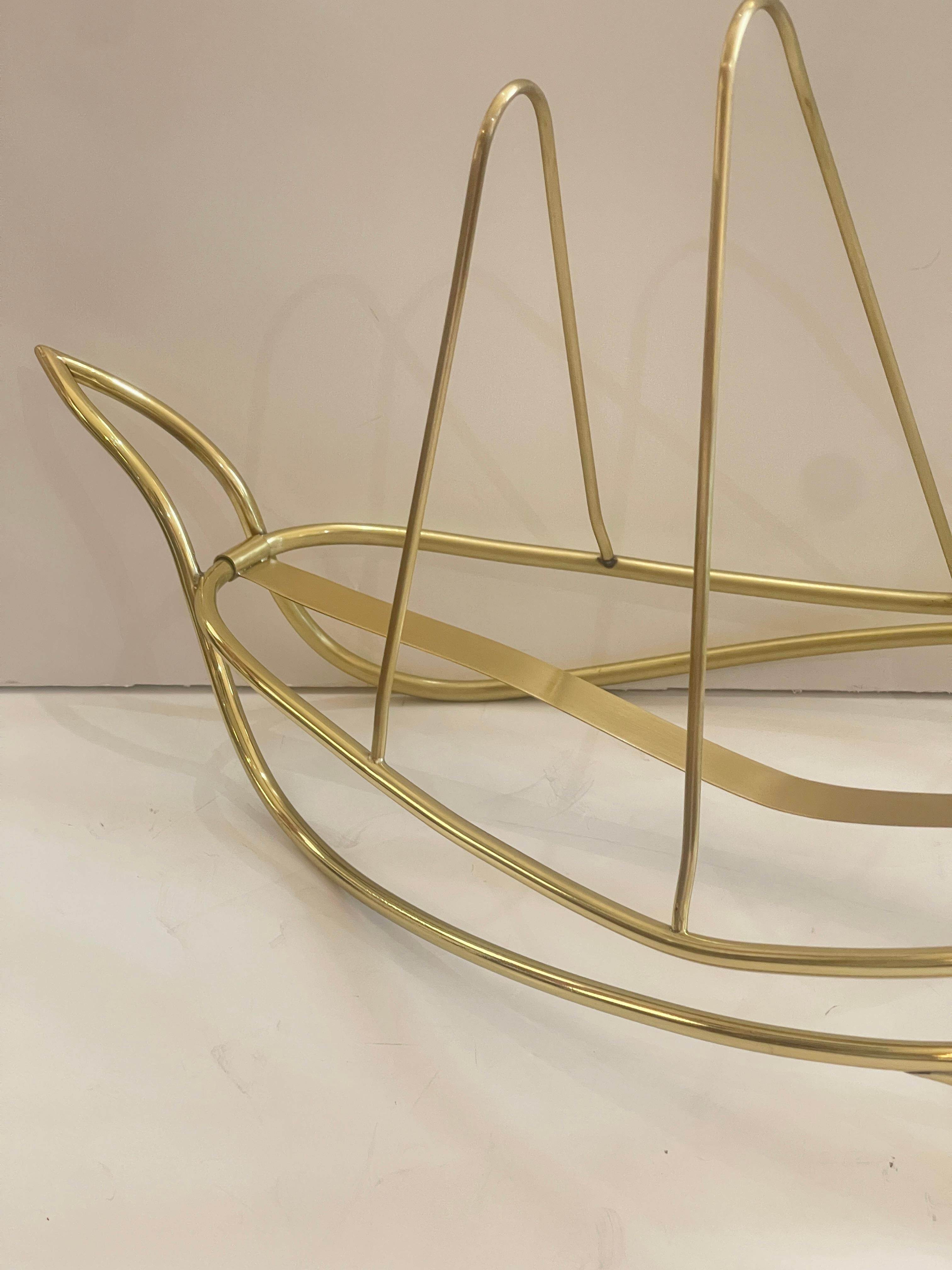 Rare Brass Low Swan Magazine Rack Attributed to Maison Jansen, Paris For Sale 1