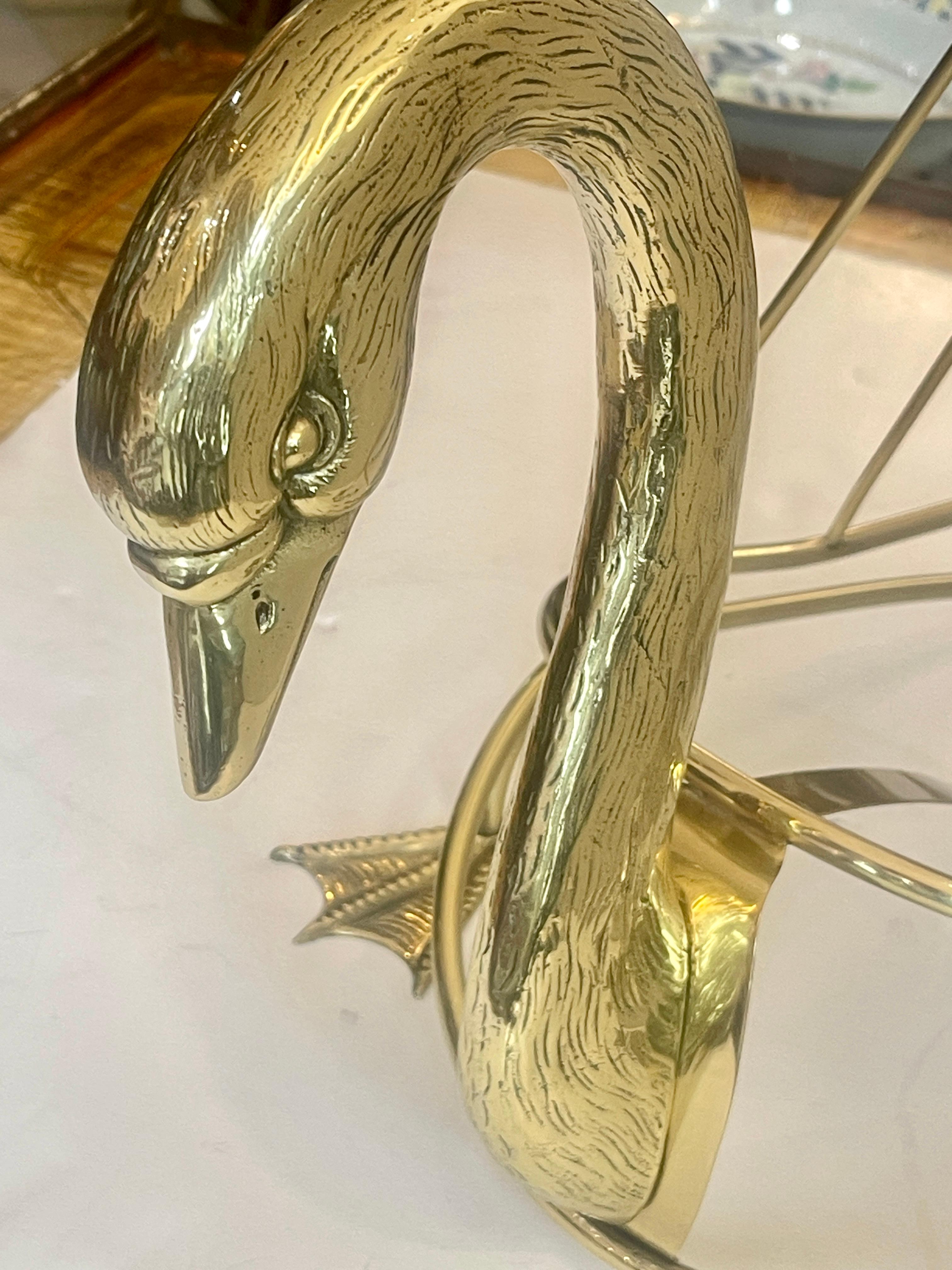 Rare Brass Low Swan Magazine Rack Attributed to Maison Jansen, Paris For Sale 2