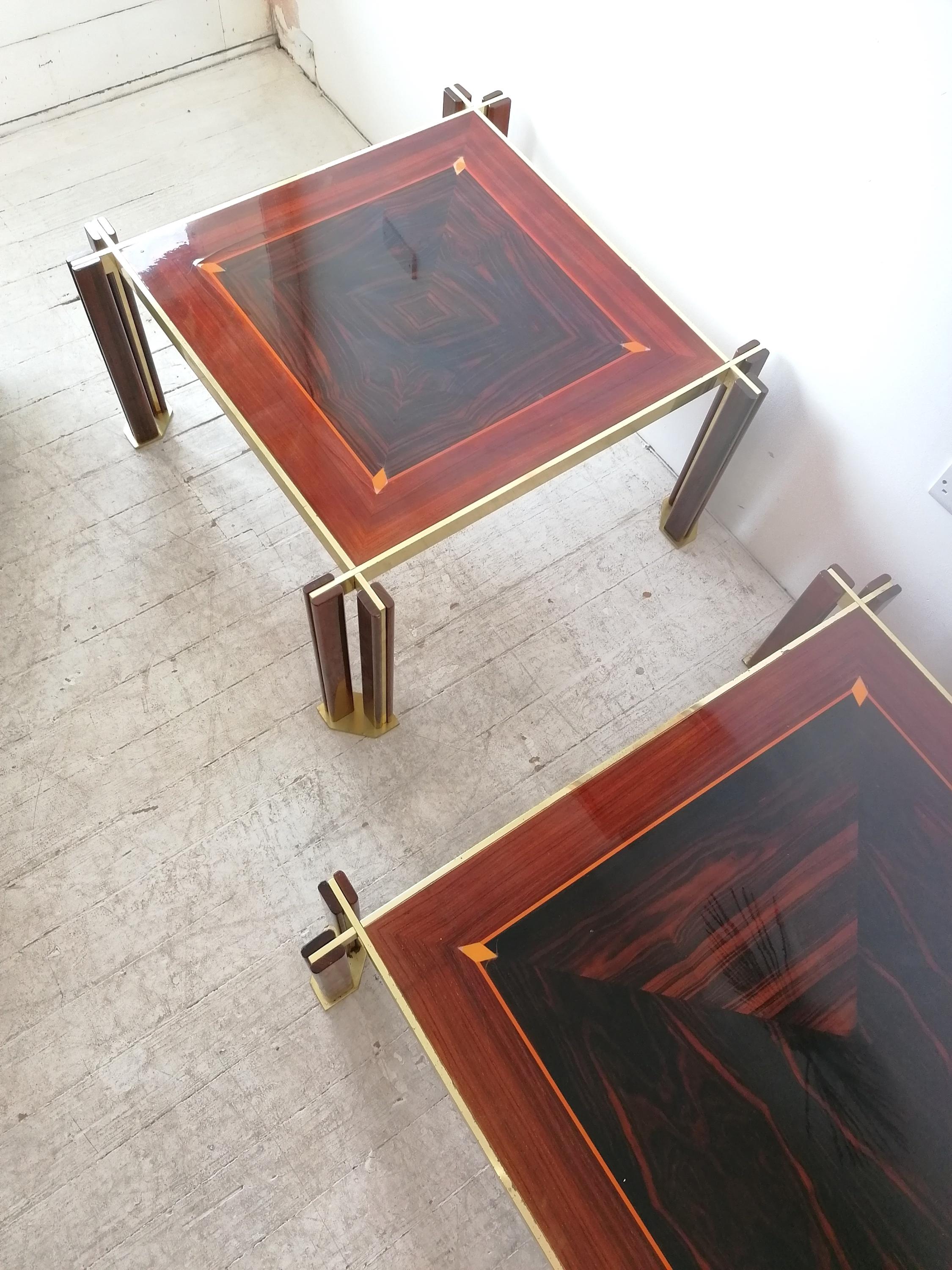 Rare Brass, Macassar & Rosewood Coffee Table By Paolo Barracchia, Italy 1970s 10