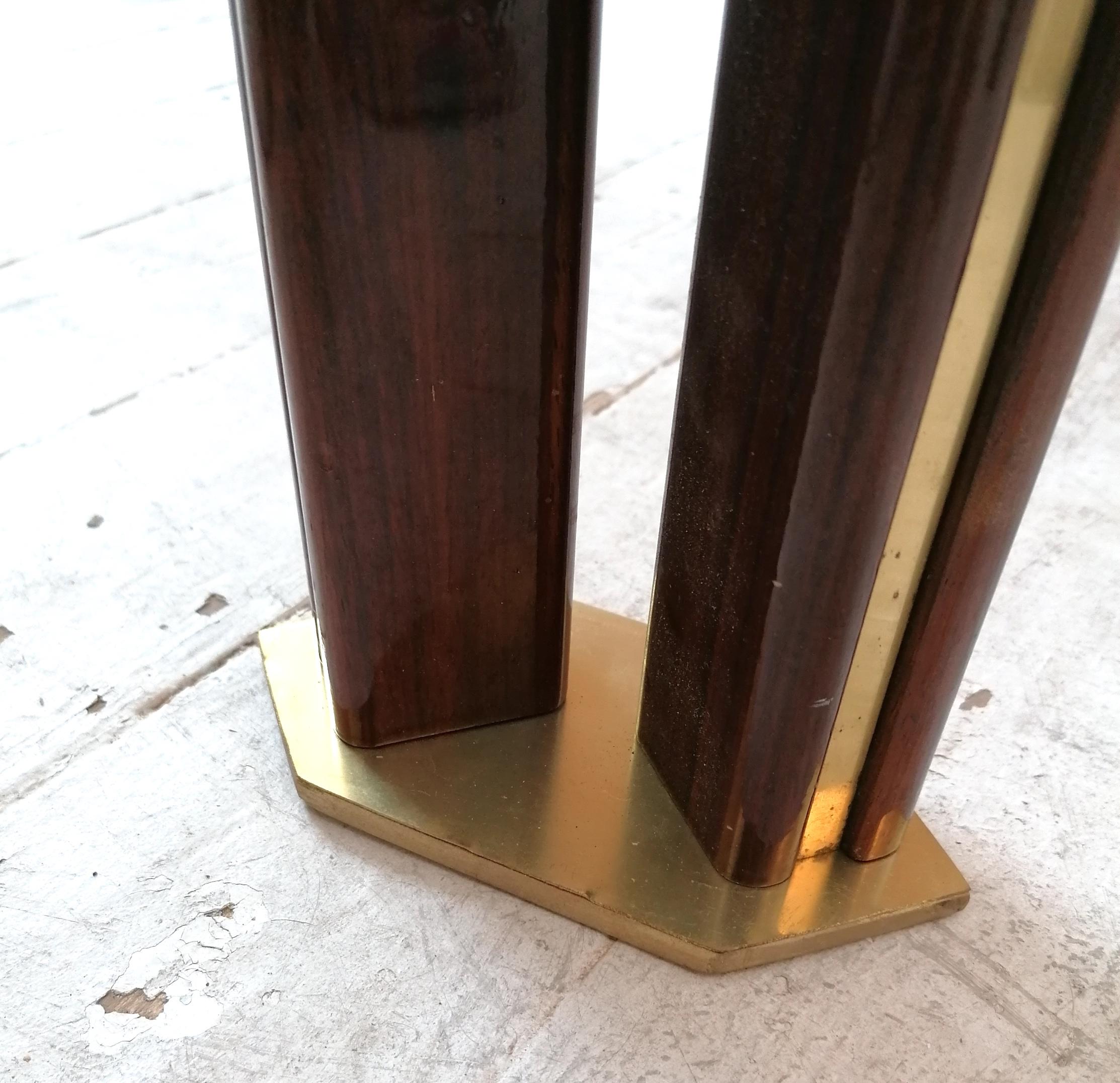 Rare Brass, Macassar & Rosewood Coffee Table By Paolo Barracchia, Italy 1970s 11