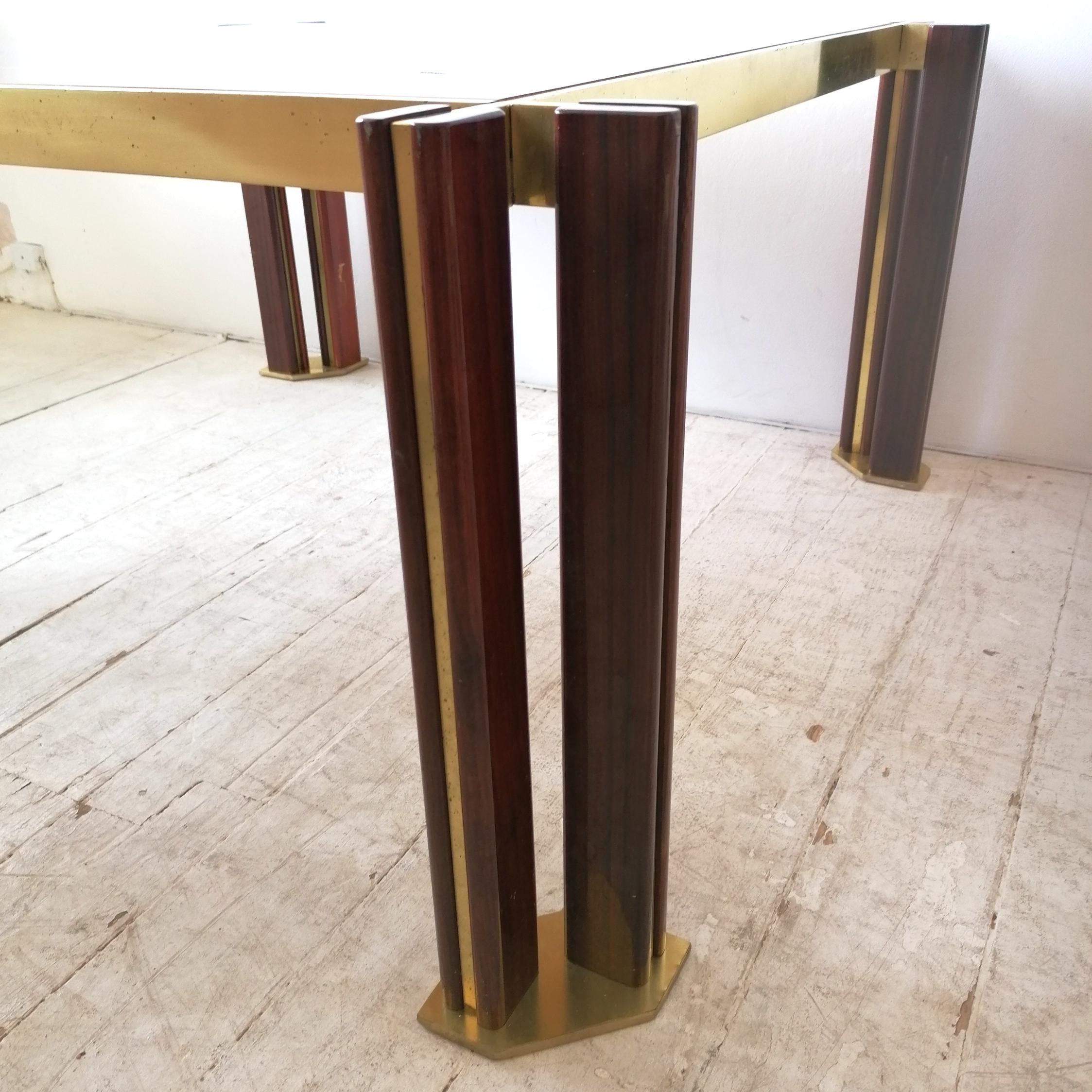 Late 20th Century Rare Brass, Macassar & Rosewood Coffee Table By Paolo Barracchia, Italy 1970s
