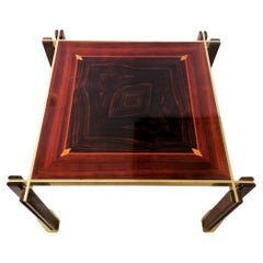 Rare Brass, Macassar & Rosewood Coffee Table By Paolo Barracchia, Italy 1970s