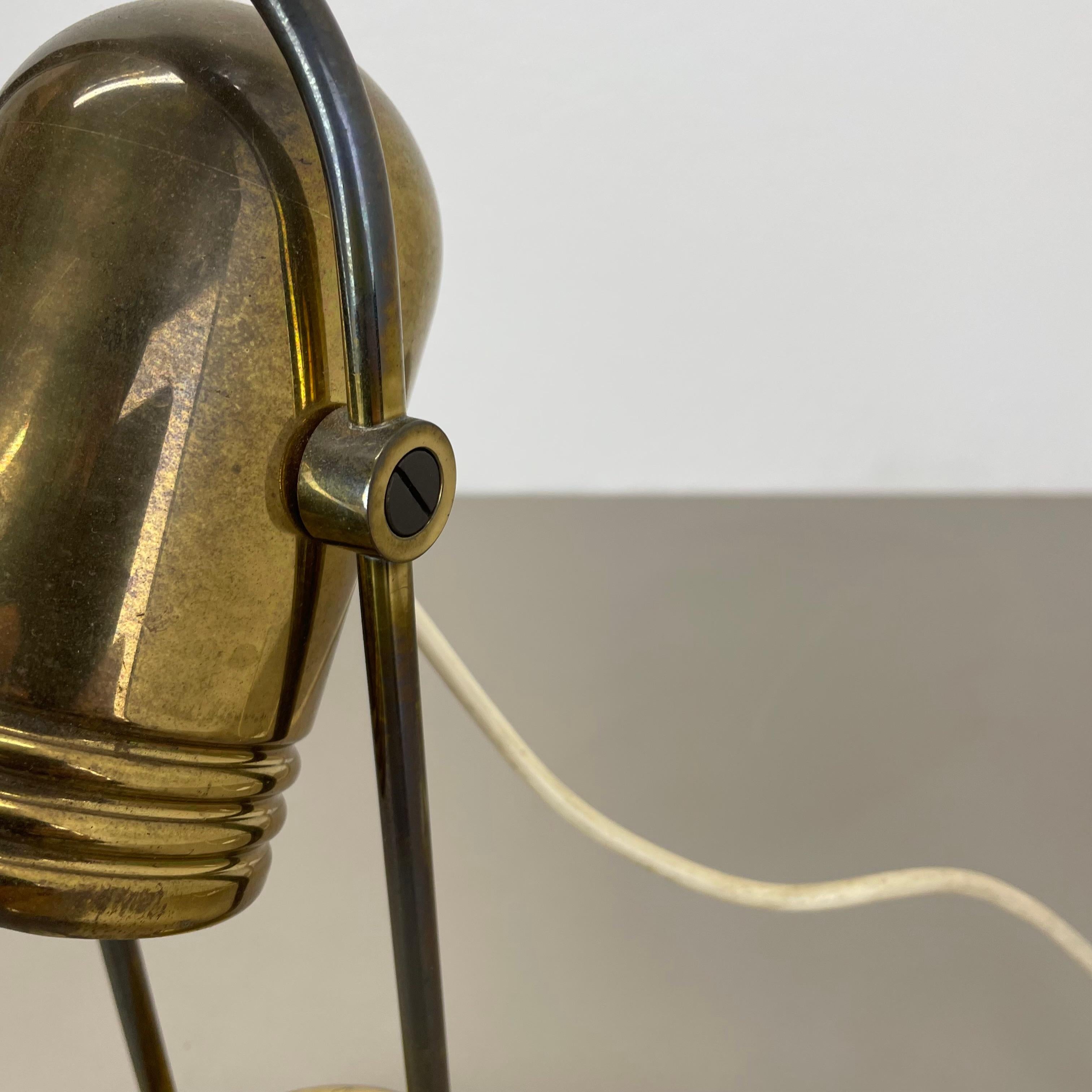 20th Century rare brass Metal Table Light by Rolf Krüger for Heinz Neuhaus Leuchten, 1970s For Sale