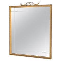 Rare brass mirror by Paolo Buffa, with cornocopies