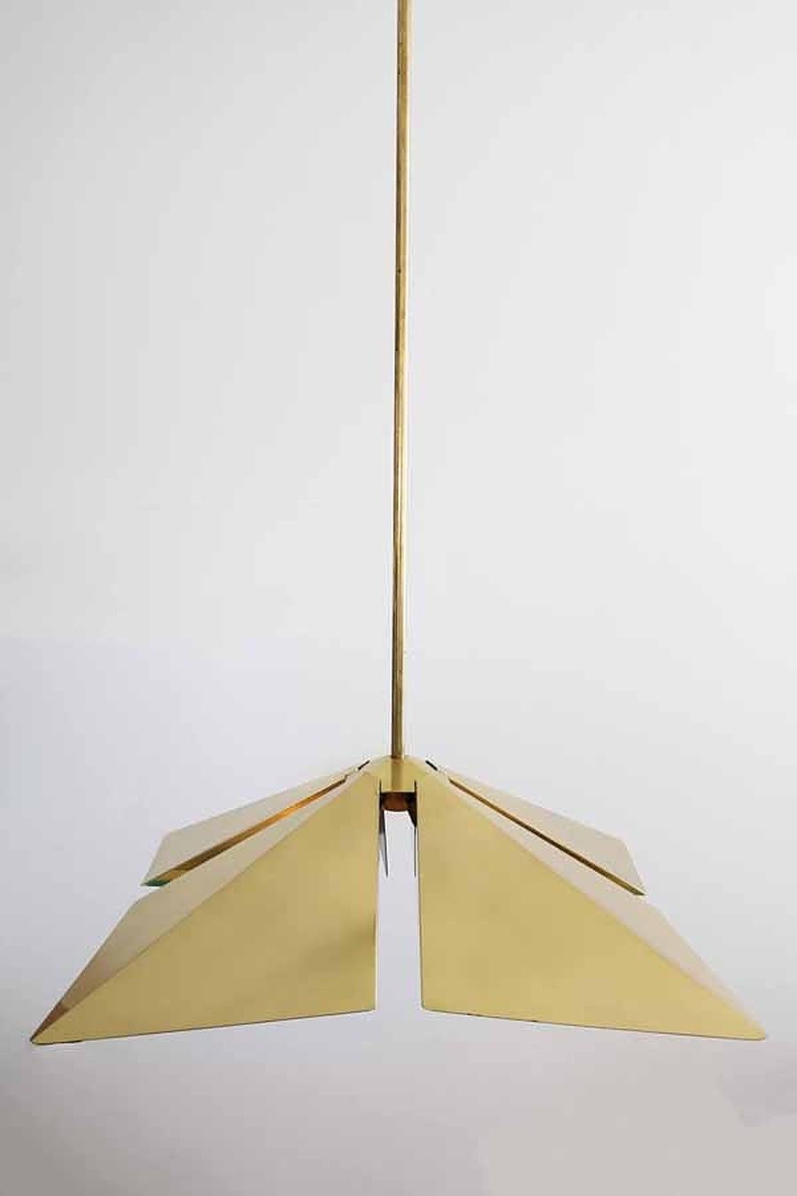 Mid-Century Modern Rare Brass Pendant Lamp by Vereinigte Werkstätten München, Germany, 1970s For Sale
