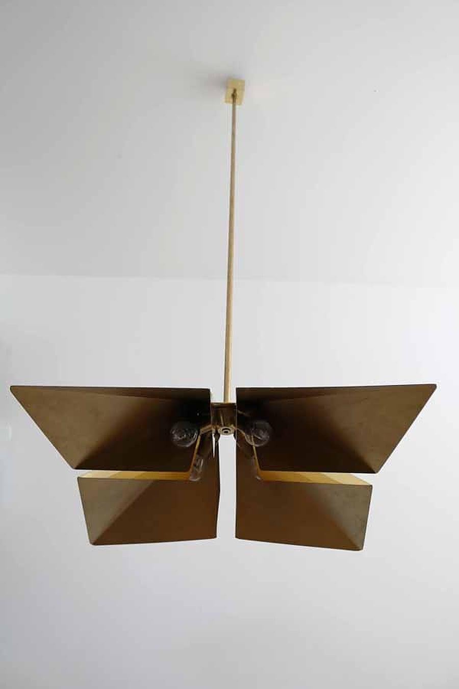 Late 20th Century Rare Brass Pendant Lamp by Vereinigte Werkstätten München, Germany, 1970s For Sale