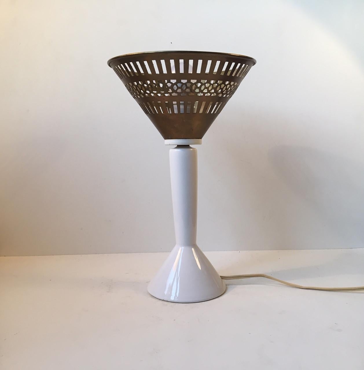 Rare Brass & Porcelain Table Lamp by Jo Hammerborg for Fog & Mørup, 1960s (Dänisch)