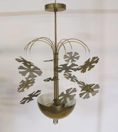 Rare Brass "Snowflake" Chandelier Attributed to Paavo Tynell.