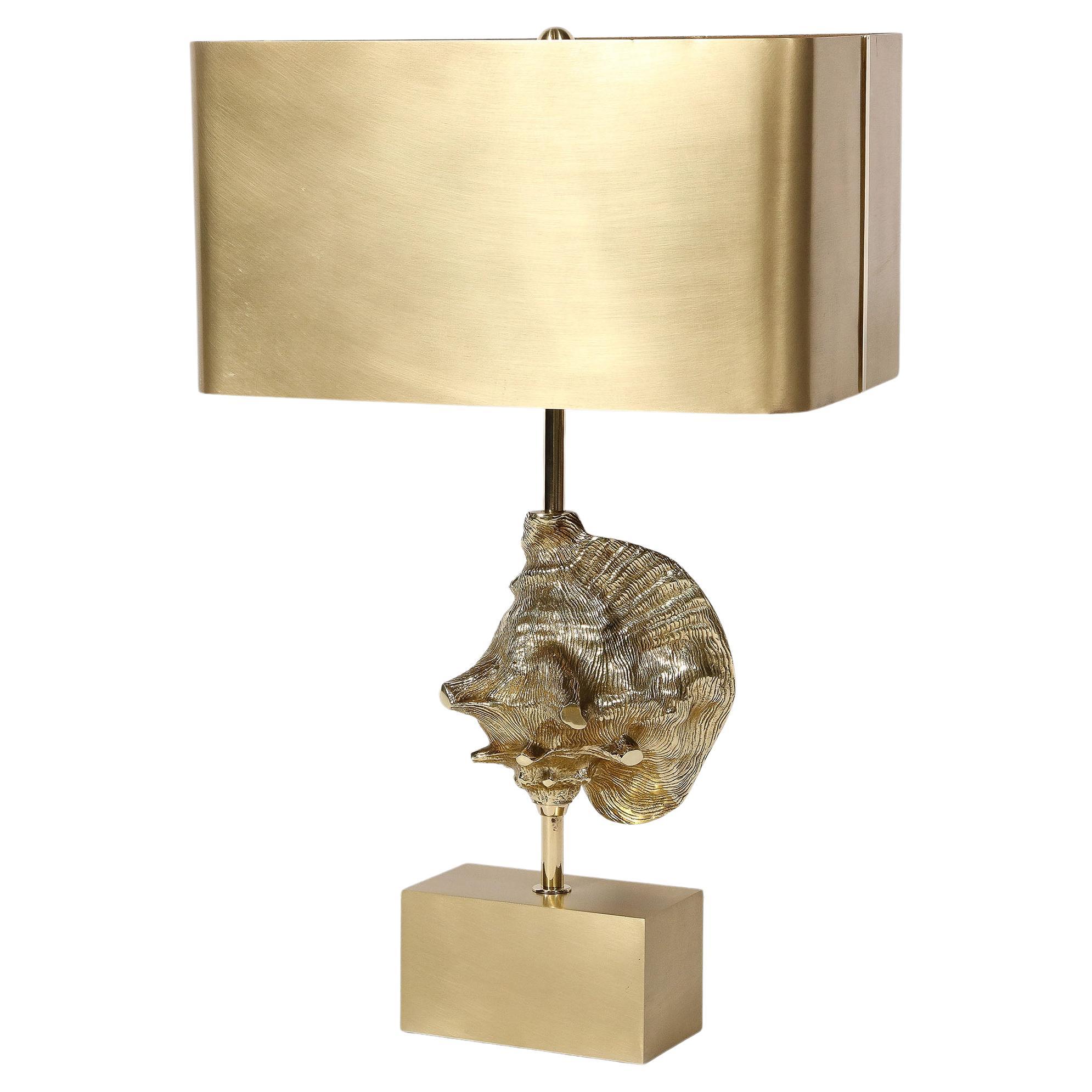 Rare Brass "Strombus" Table Lamp, by Maison Charles