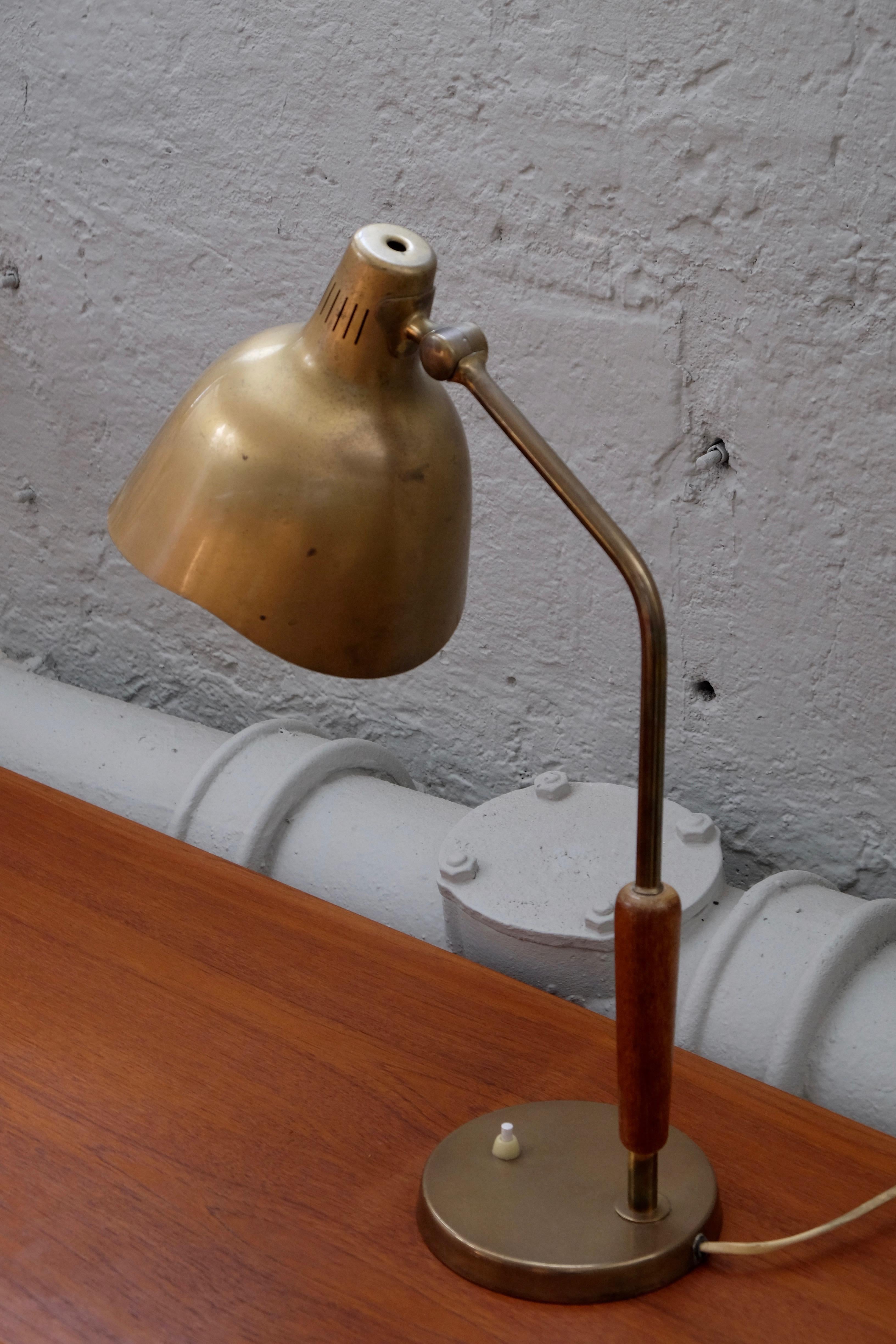 Scandinavian Modern Brass Table Lamp, Sweden, 1950s For Sale
