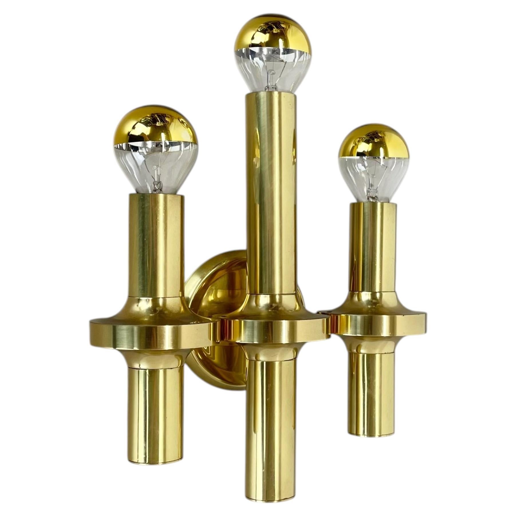 rare Brass tube "TORCH" Wall Light sconce by GAETANO SCIOLARI, Italy 1970s