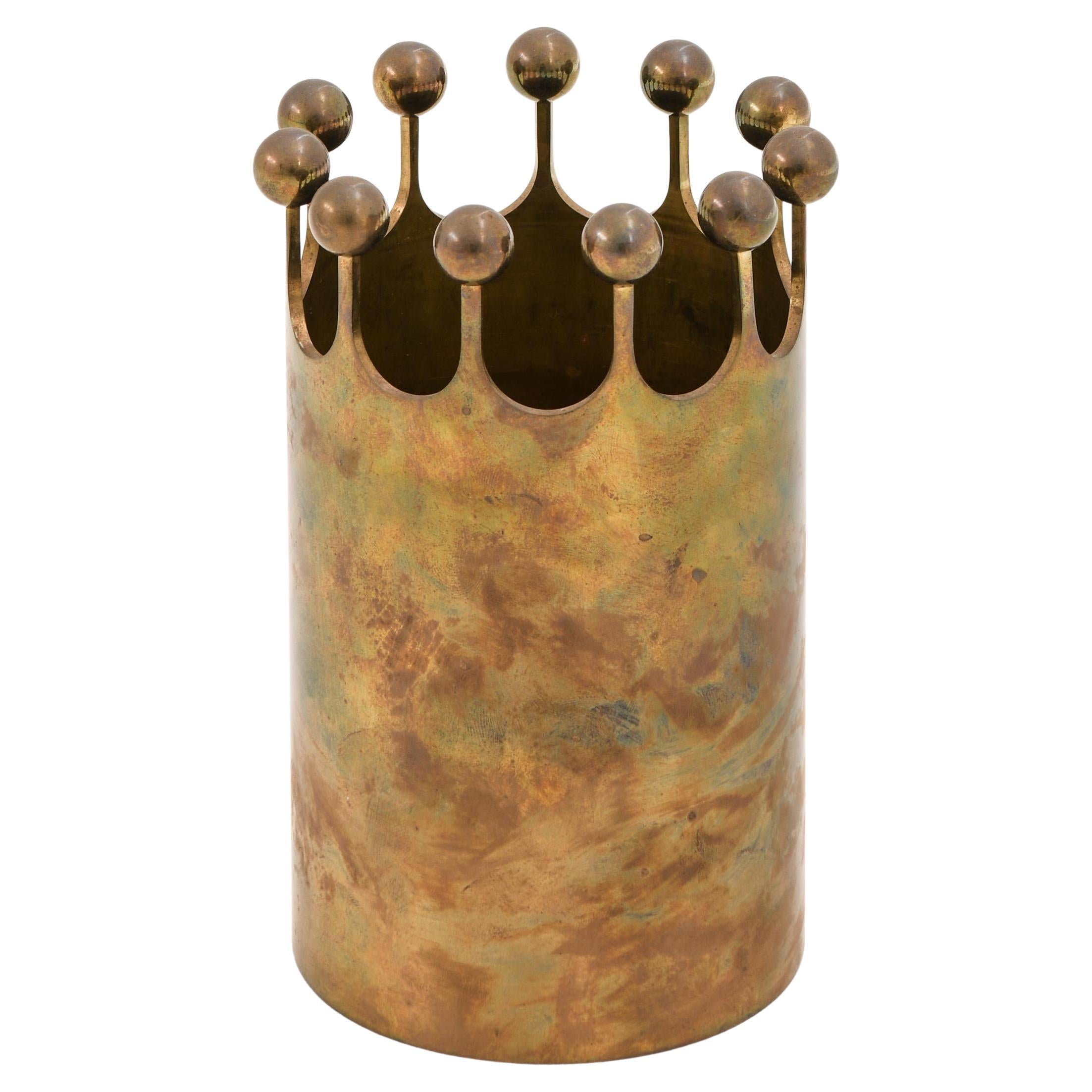 Rare Brass Vase by Pierre Forssell, 1950s en vente