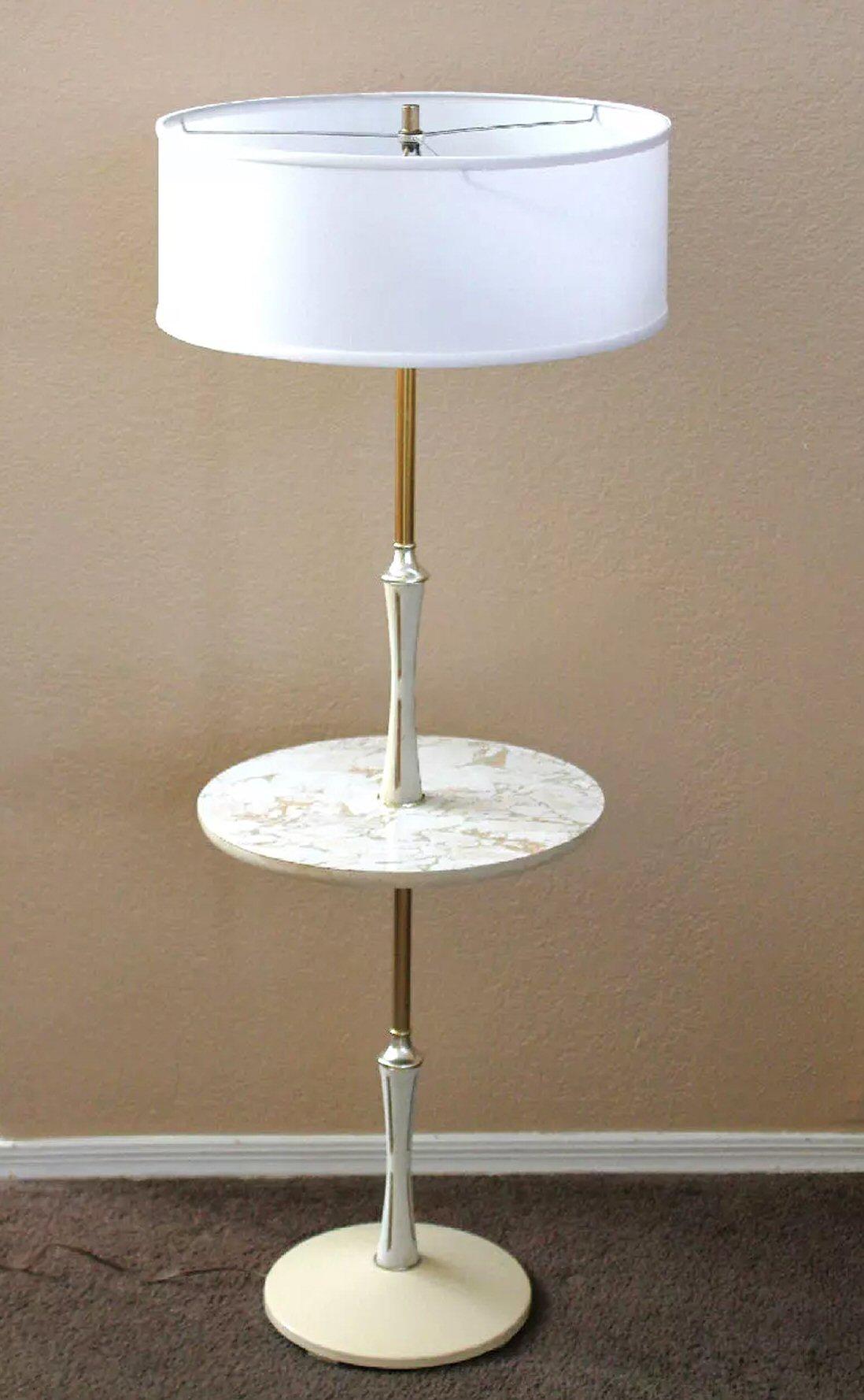Mid-Century Modern Rare lampadaire de table en bois blanc d'après Gerald Thurston Lightolier en vente