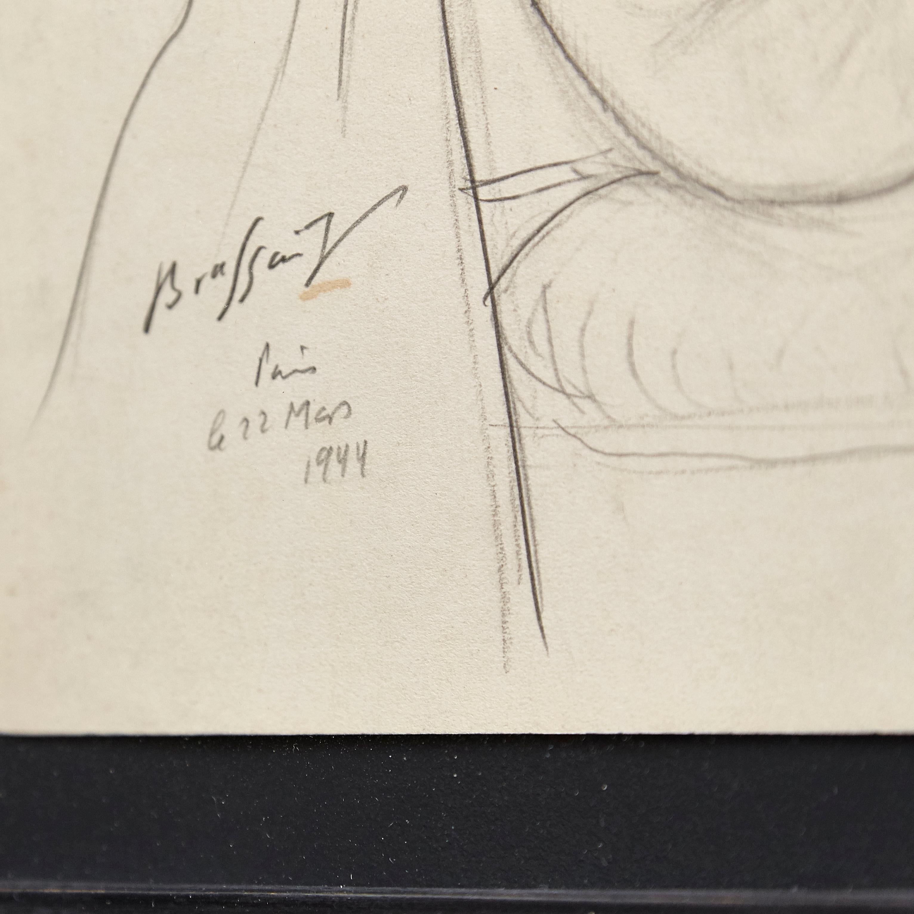 Rare Brassai Woman Nude Pencil Drawing, 1944 1