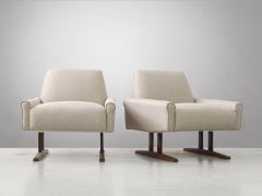 Rare Midcentury Pair of L'Atelier Armchairs Made by Brazilian Hardwood