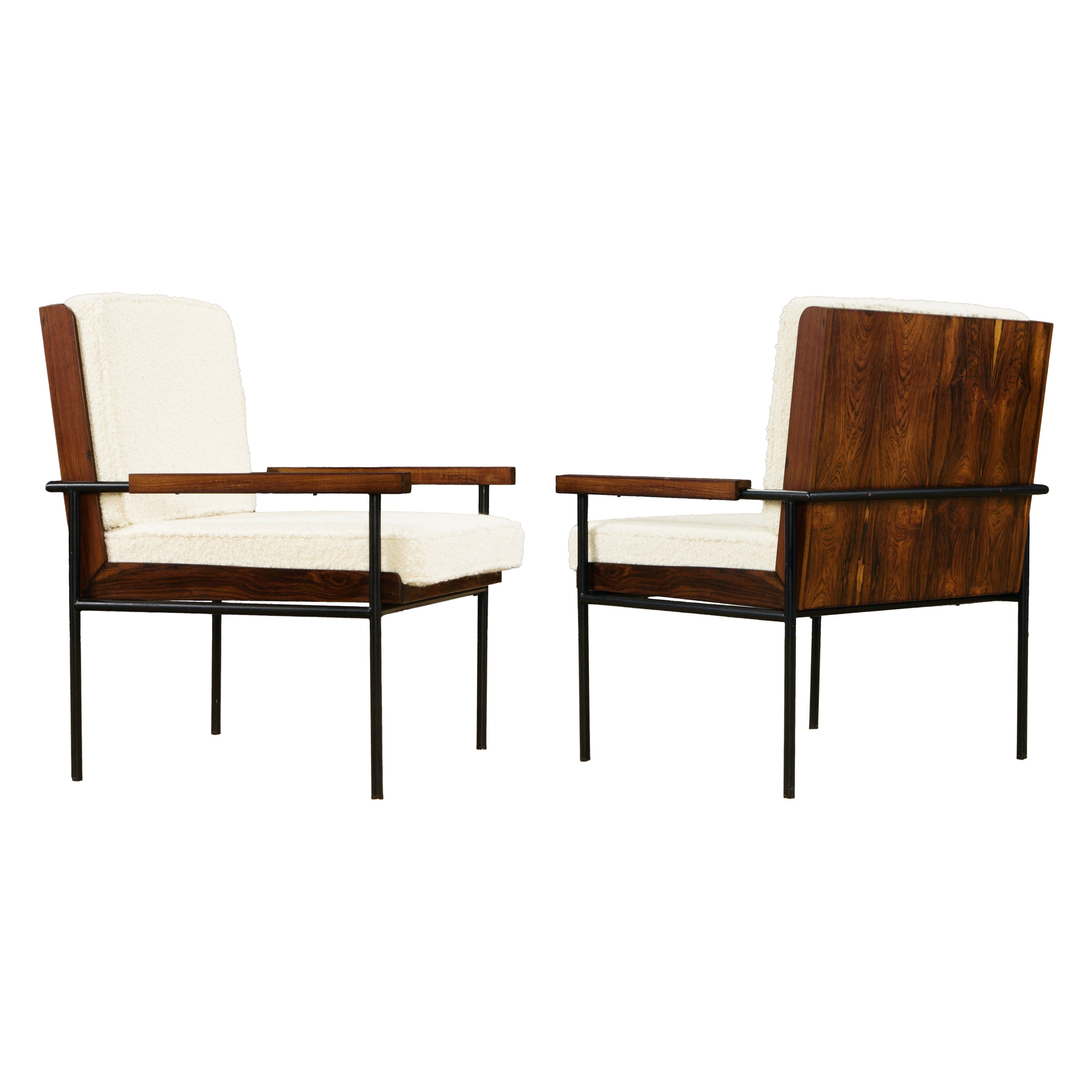 Rare Brazilian Rosewood Armchairs by Geraldo De Barros, c. 1955, Brazil, Signed
