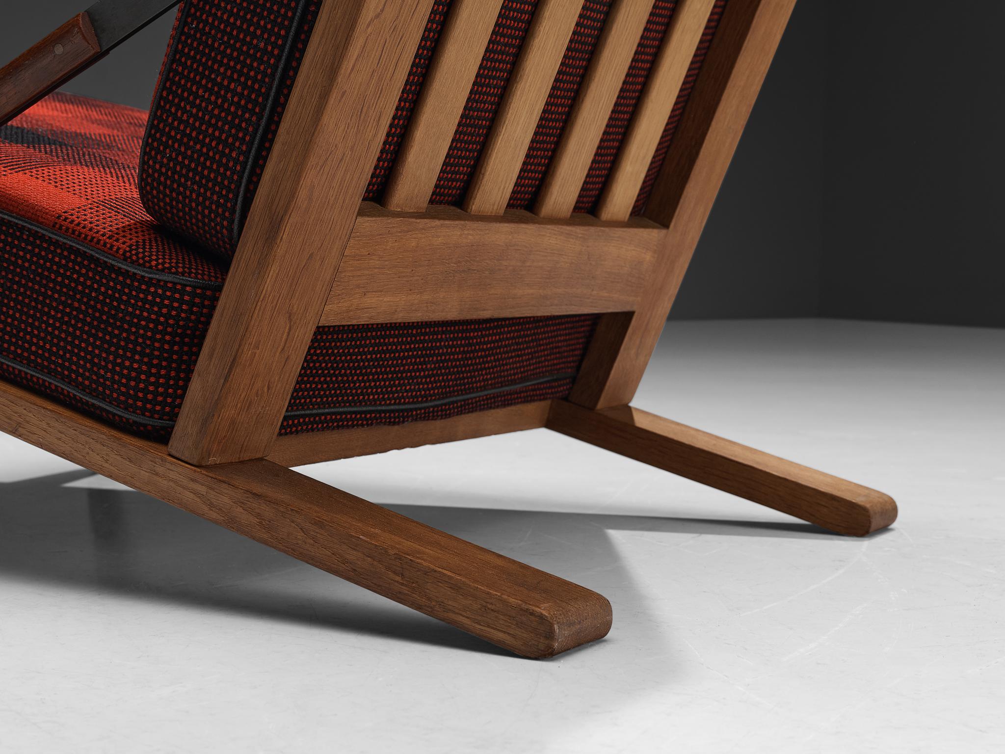 Danish Rare Børge Mogensen for Andreas Graversen Easy Chair in Original Red Wool
