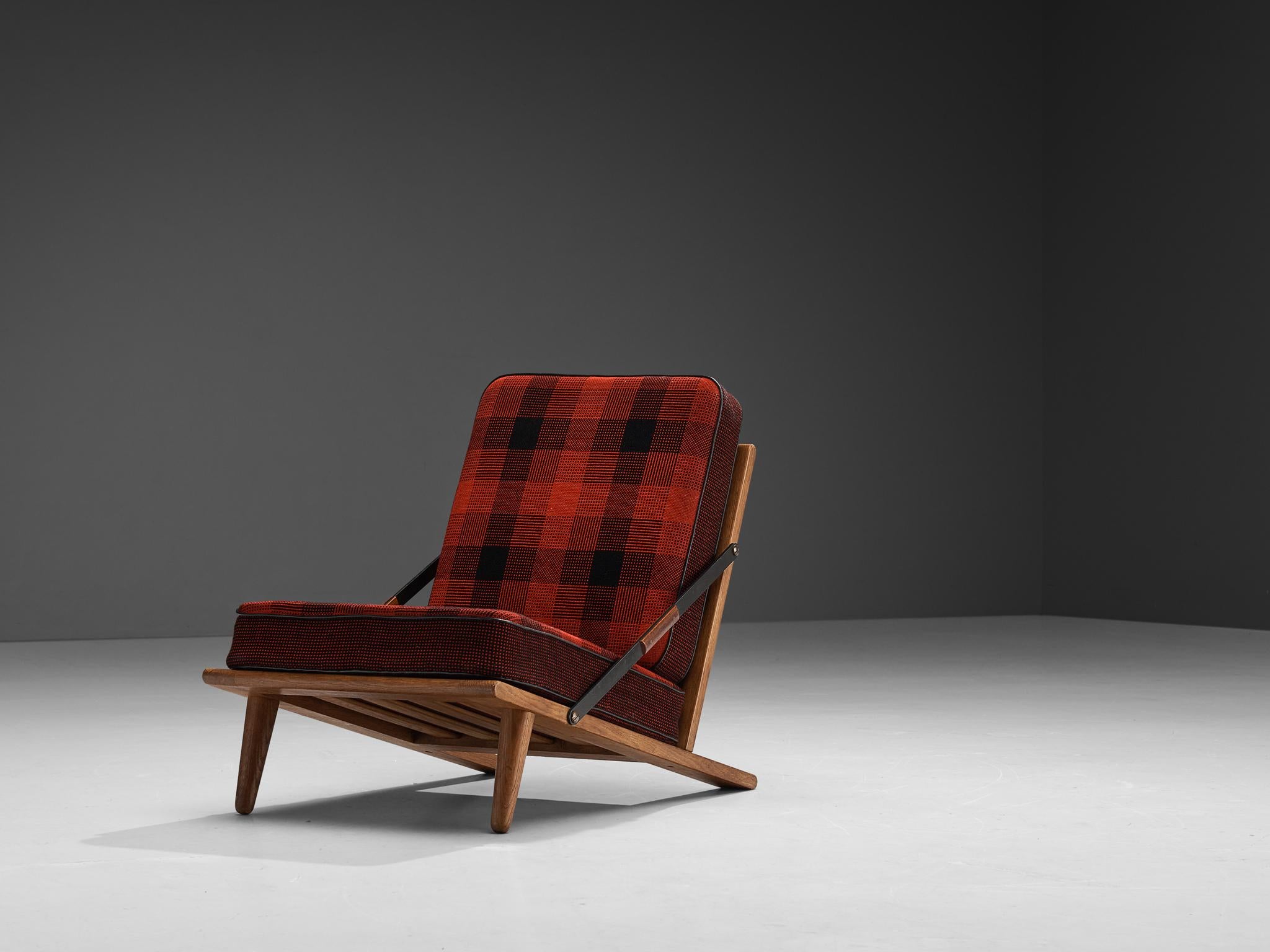 Rare Børge Mogensen for Andreas Graversen Easy Chair in Original Red Wool In Good Condition In Waalwijk, NL