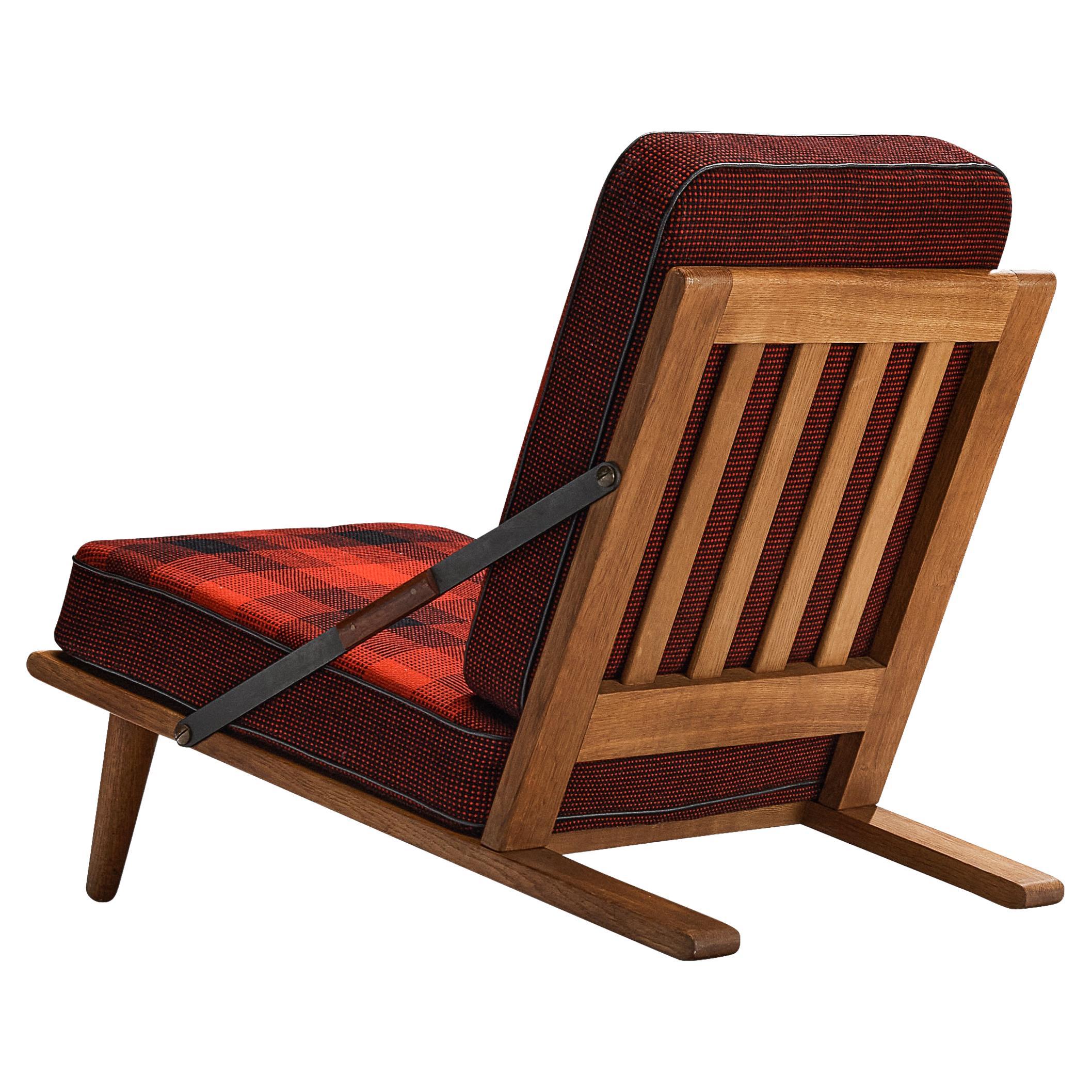 Rare Børge Mogensen for Andreas Graversen Easy Chair in Original Red Wool