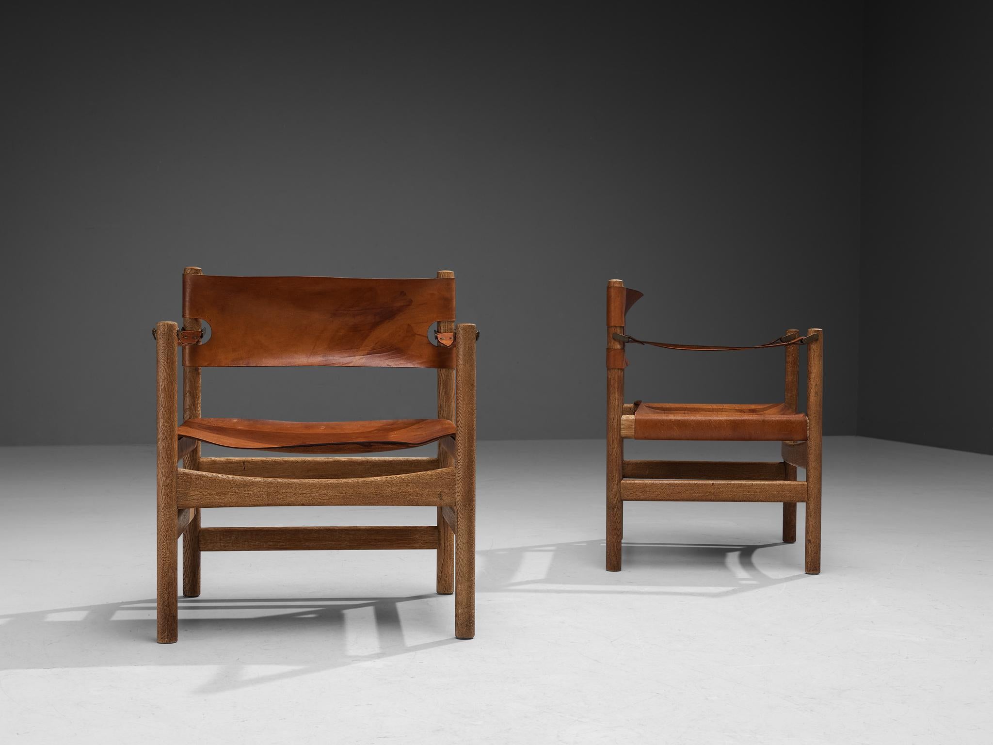 Laiton Rare paire de fauteuils 'Safari' de Børge Mogensen pour Fredericia  en vente