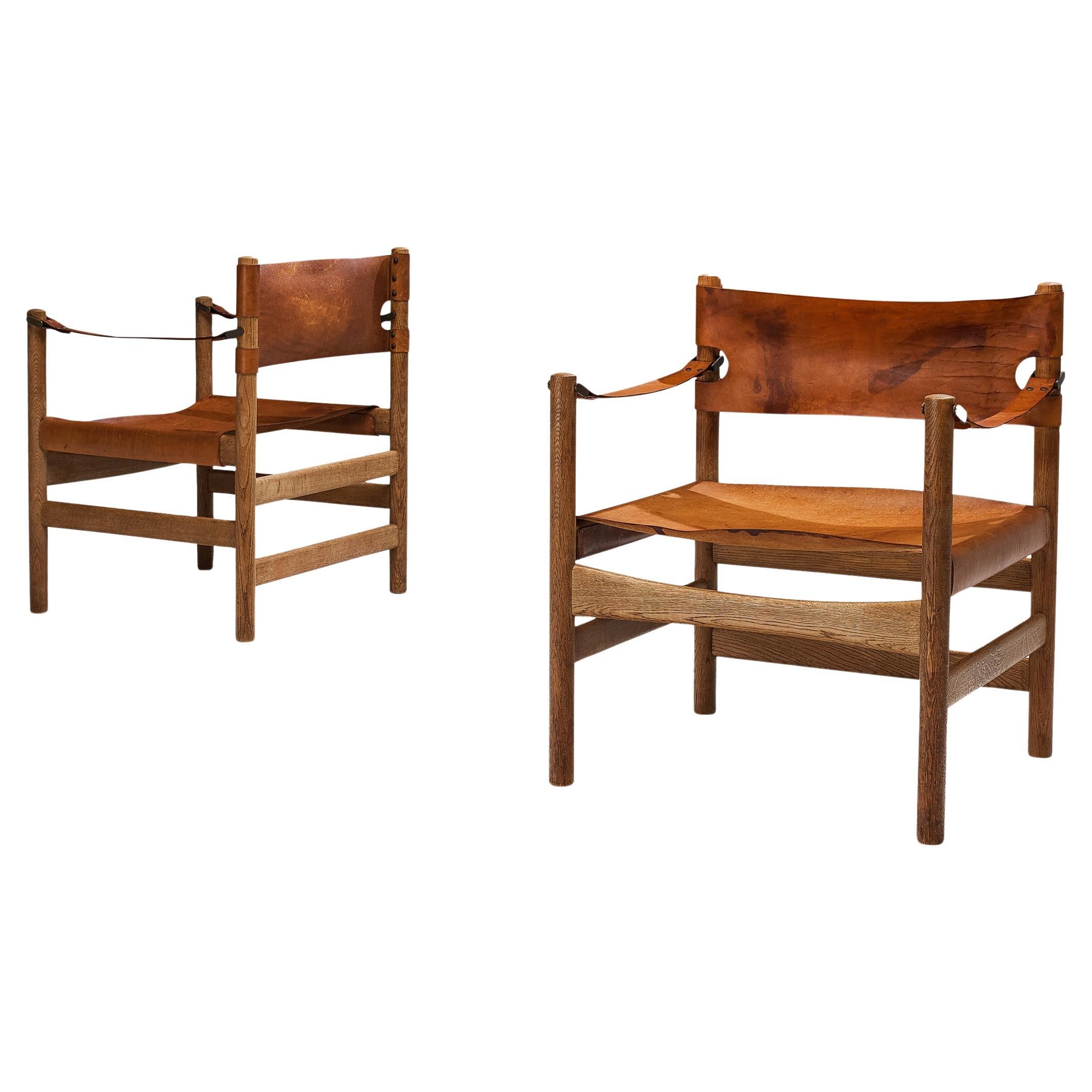 Rare Børge Mogensen for Fredericia Pair of ‘Safari’ Armchairs  For Sale
