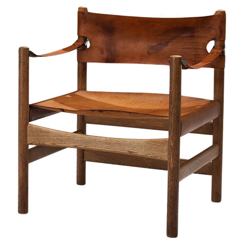 Rare Børge Mogensen for Fredericia ‘Safari’ Armchair Cognac Leather Oak