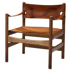 Rare Børge Mogensen for Fredericia ‘Safari’ Armchair Cognac Leather Oak