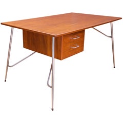 Rare bureau Børge Mogensen en teck et acier vintage du milieu du siècle Soborg Mobler, Mod danois