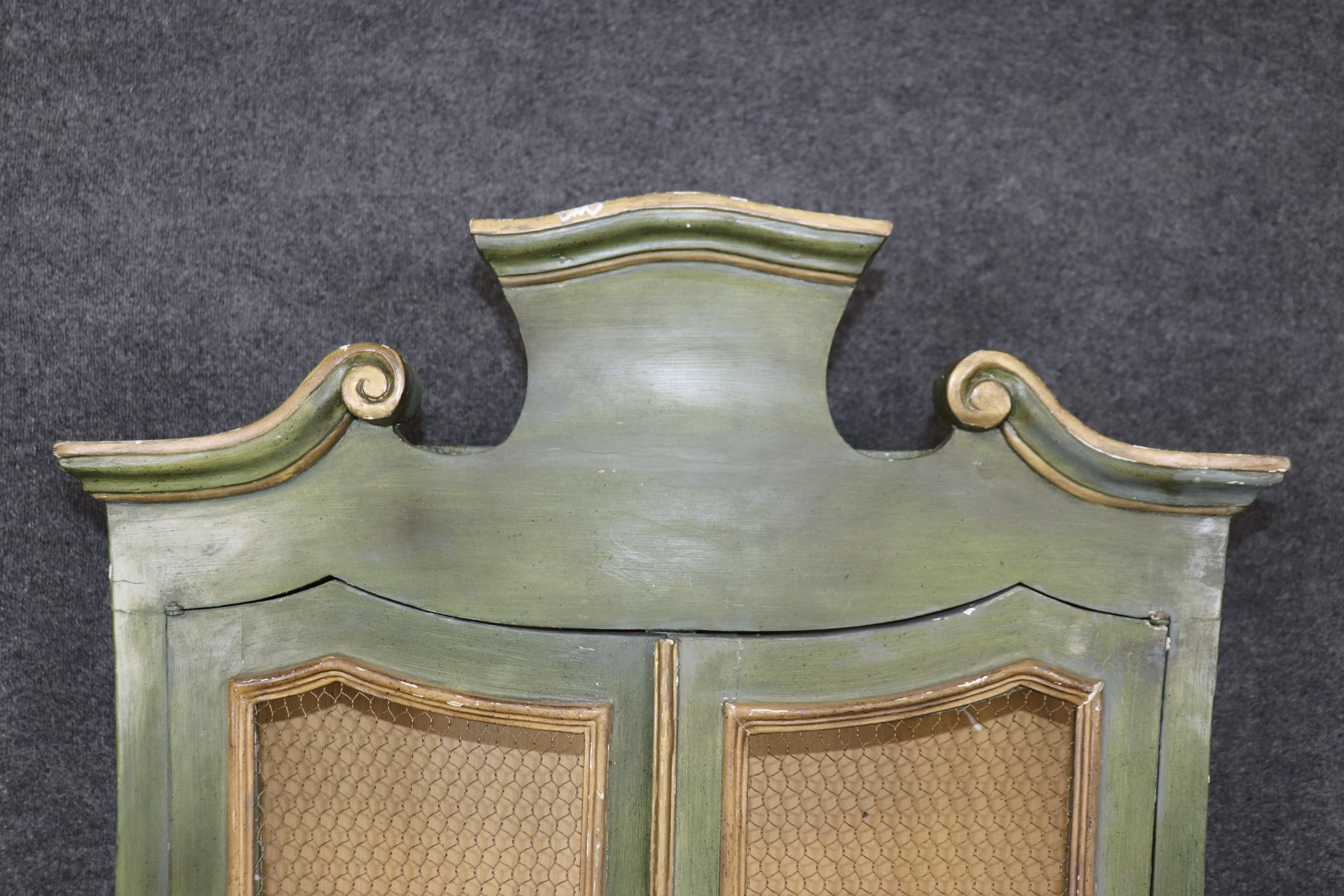 Rare Bright Green Italian Venetian Painted Rococo Secretary Desk Circa 1940 4