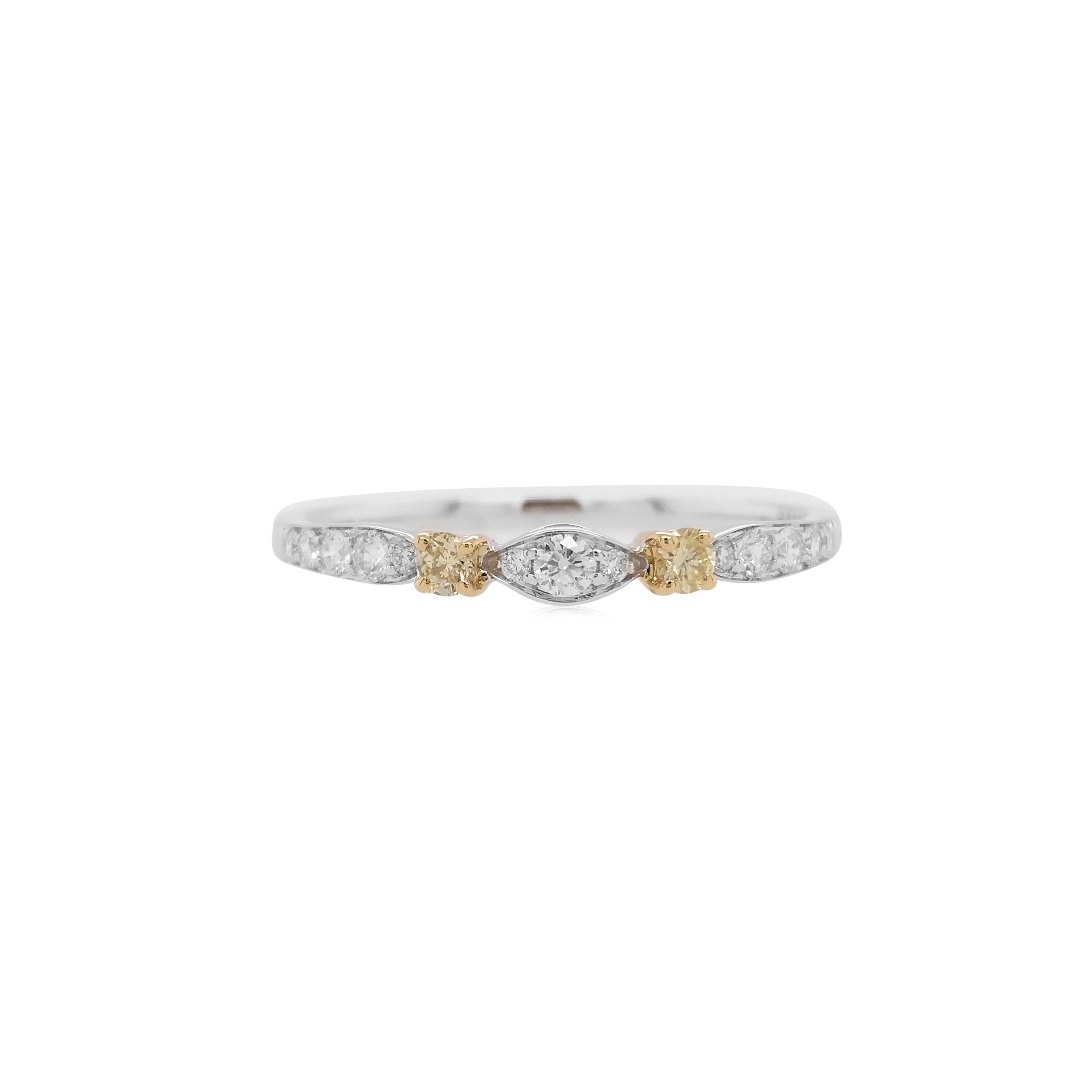 18K Gold ring made with rare and natural yellow diamonds with beautiful luster and fire, complimented with a white diamond ion the centre, a special ring for your loved one.

Yellow Diamonds- 0.07 cts
White diamonds- 0.15 cts

HYT Jewelry is a