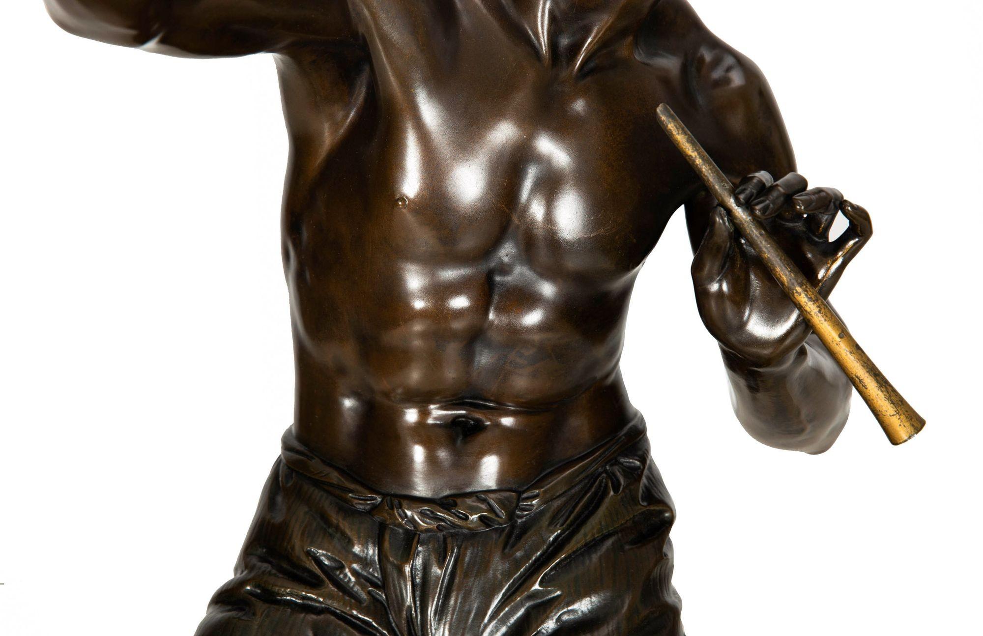 Rare British Bronze Sculpture “Snake Charmer” (1876) by Sir Thomas Brock For Sale 4