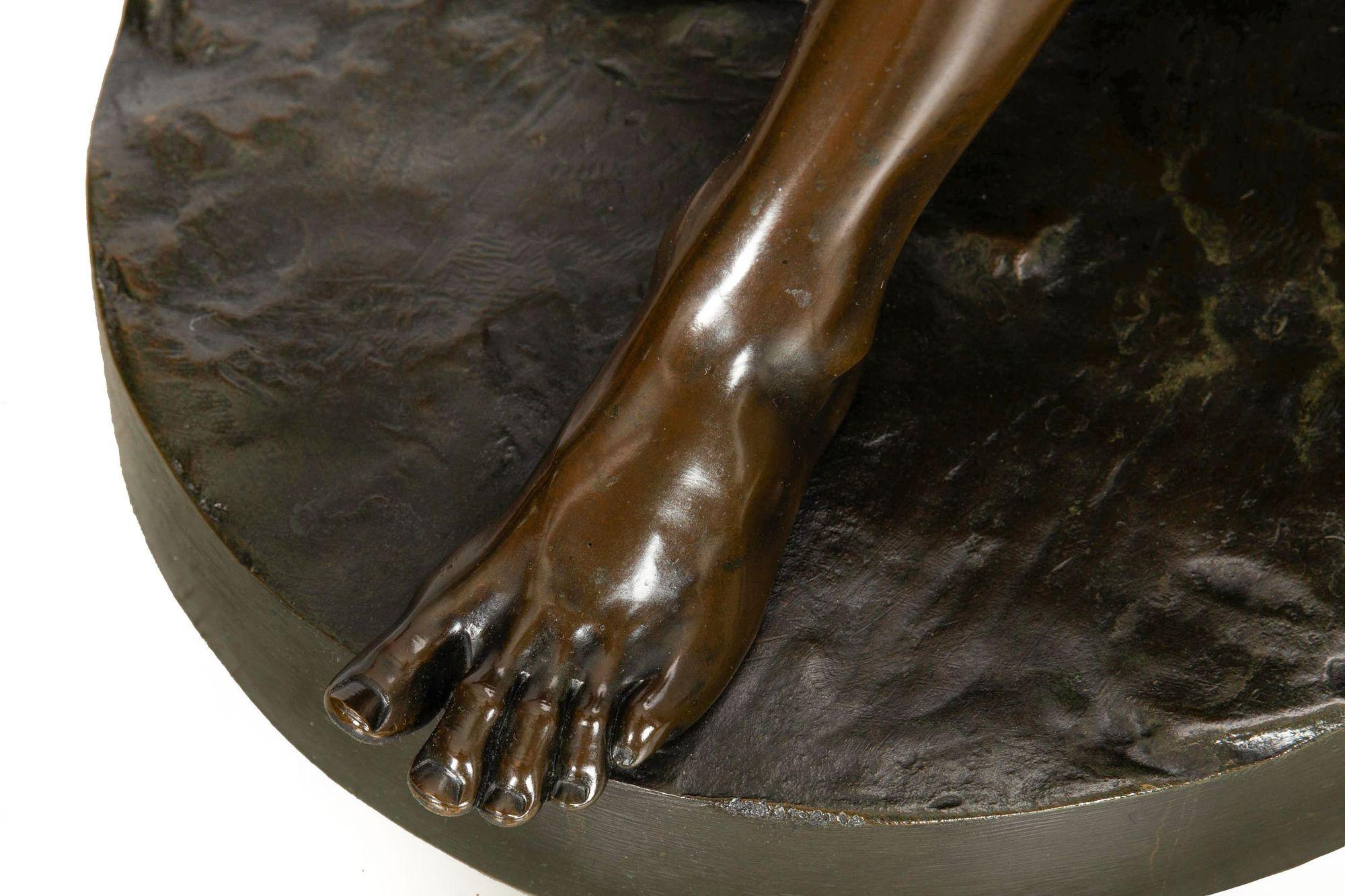 Rare British Bronze Sculpture “Snake Charmer” (1876) by Sir Thomas Brock For Sale 14
